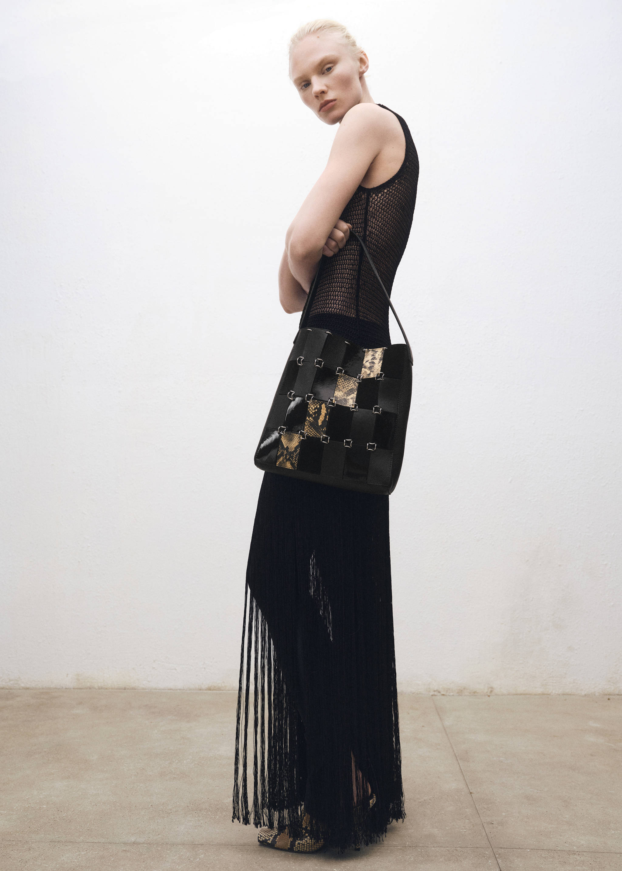 Sac cuir patchwork combiné - Plan général