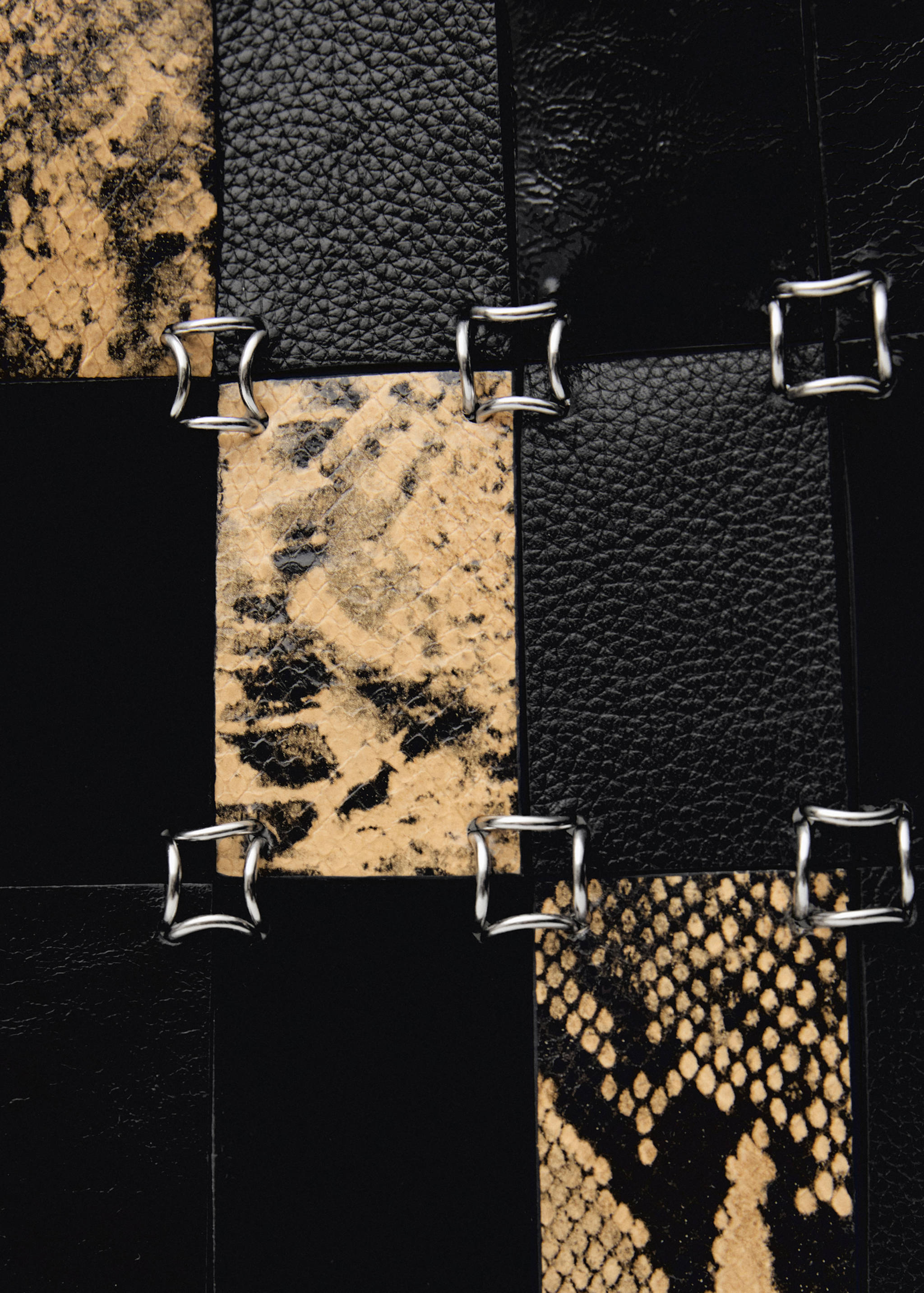 Combined-patchwork leather shopper bag - Details of the article 1