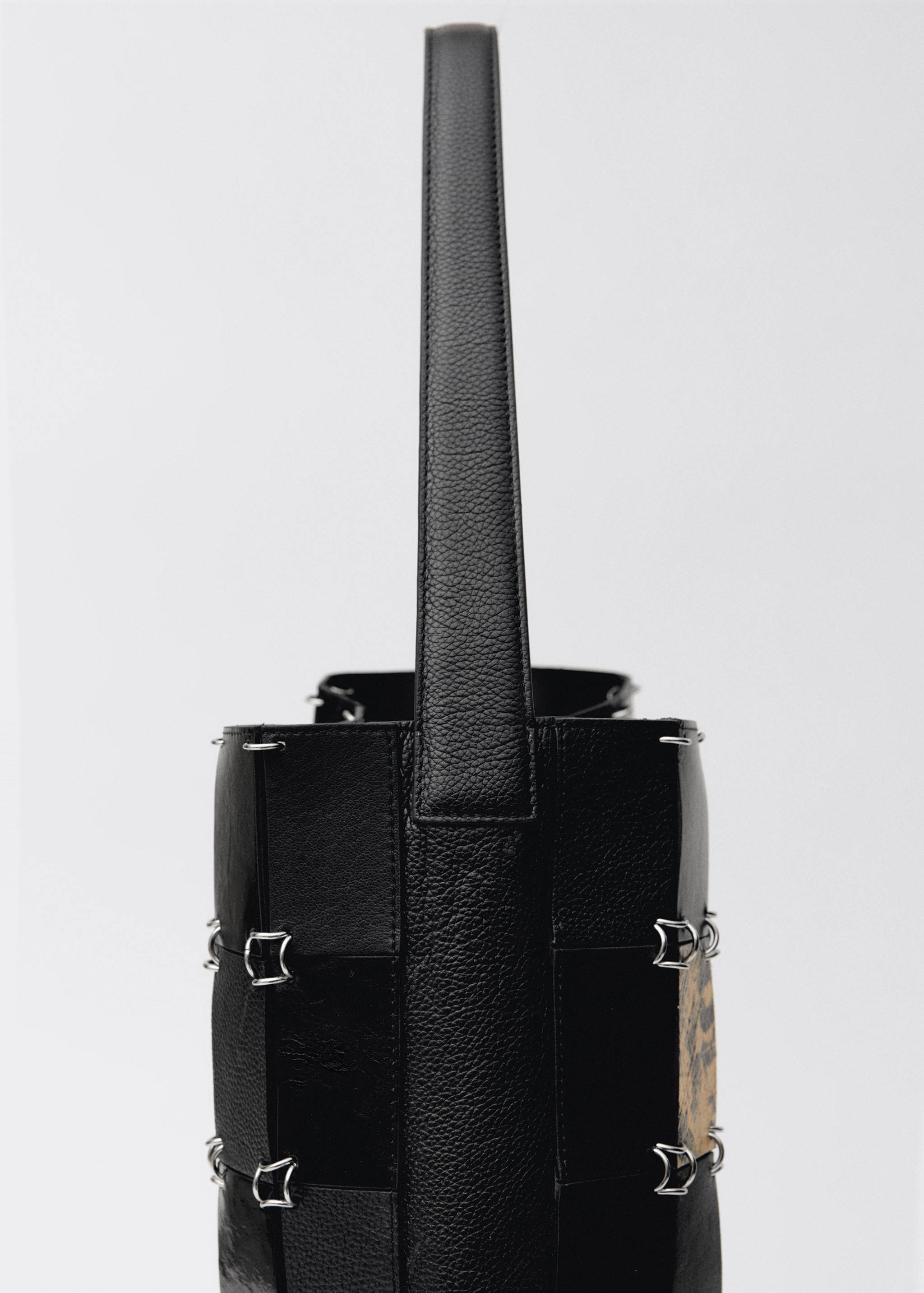 Combined-patchwork leather shopper bag - Details of the article 3