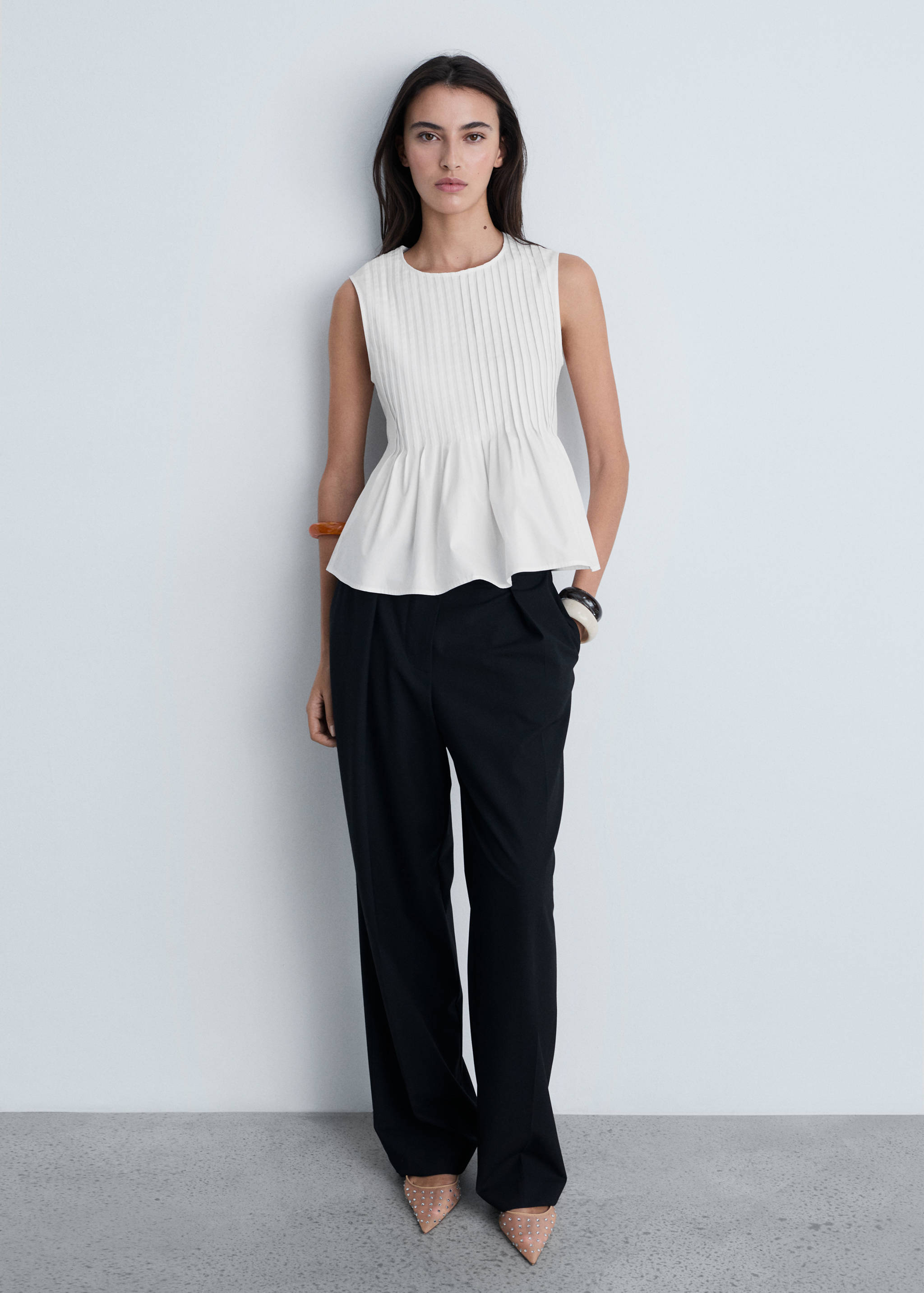Cotton pleats top - General plane
