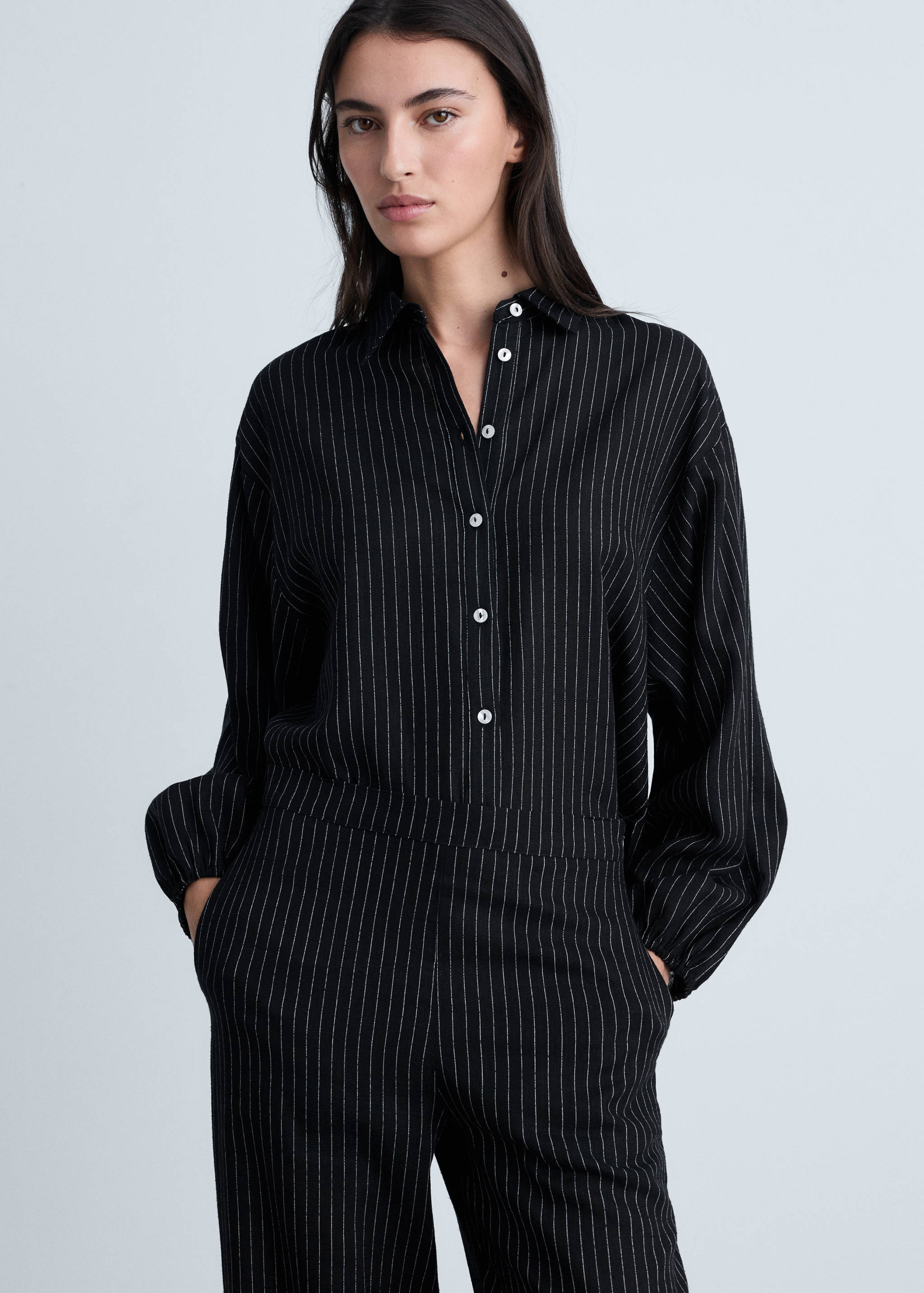 Straight striped trousers - Details of the article 1