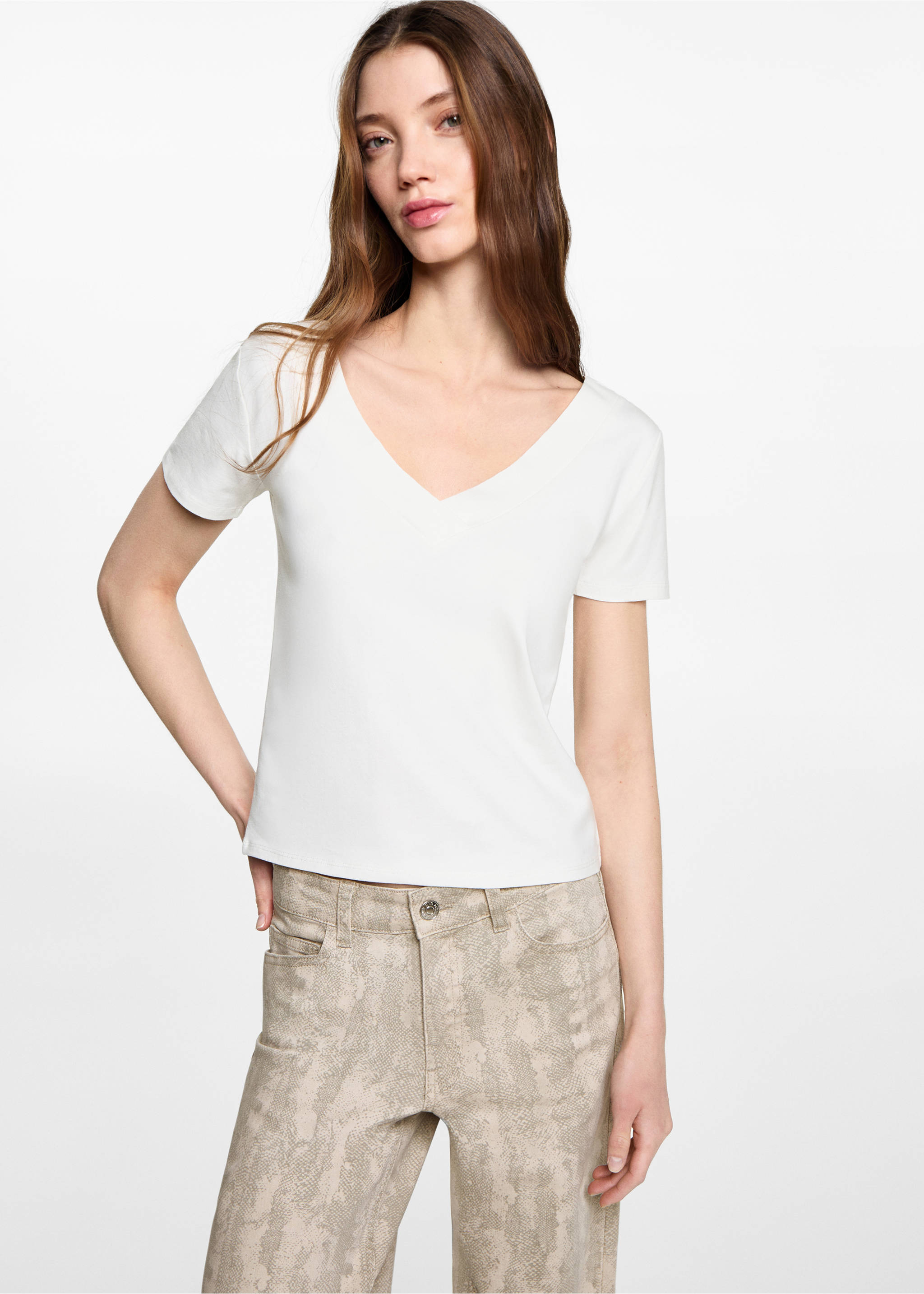 Samarreta crop punt - Pla mig, Blanc trencat. Ref: 87024788-00.