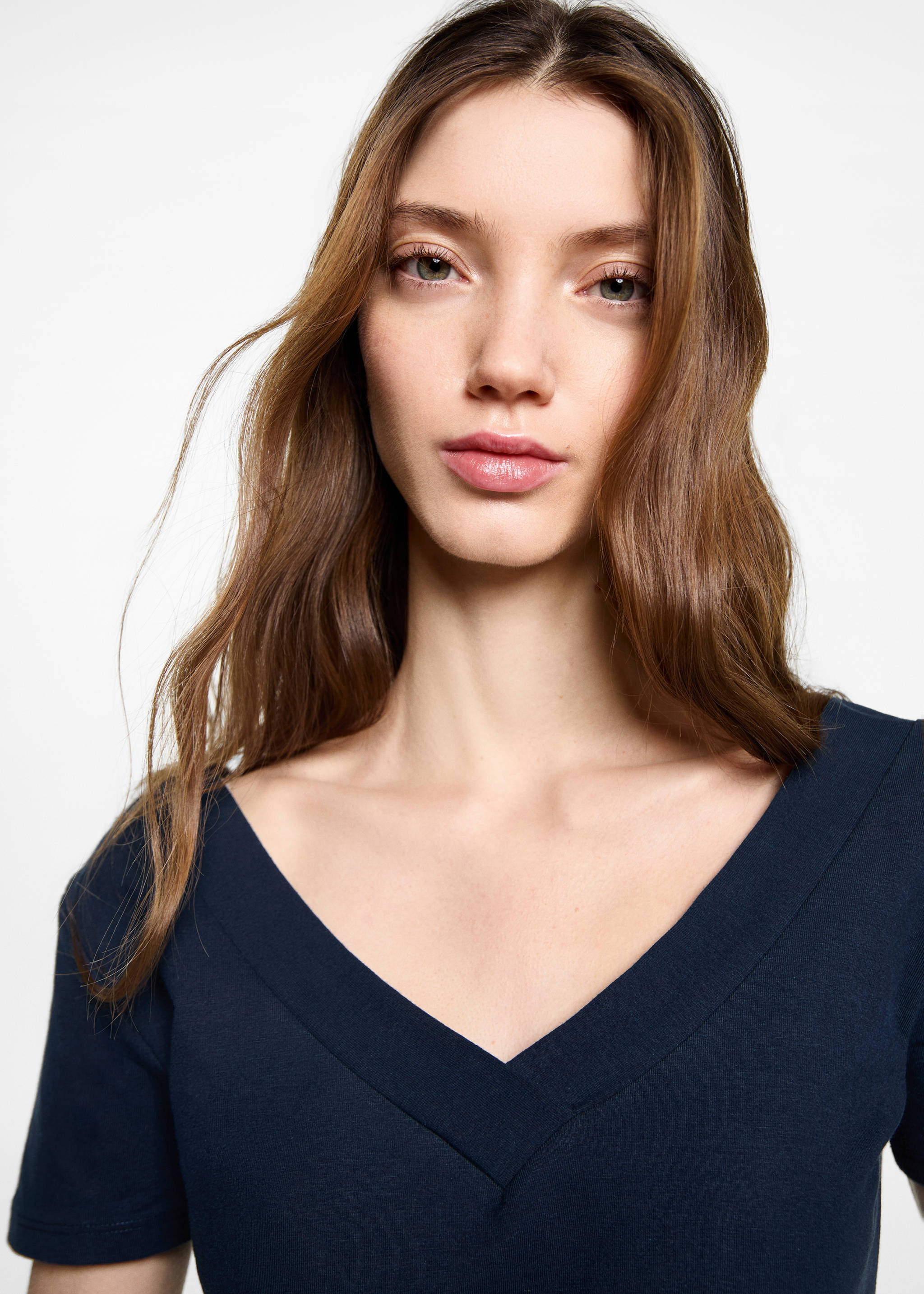 Camiseta crop punto - Detalle del artículo 1, Azul marino oscuro. Ref: 87024788-00.