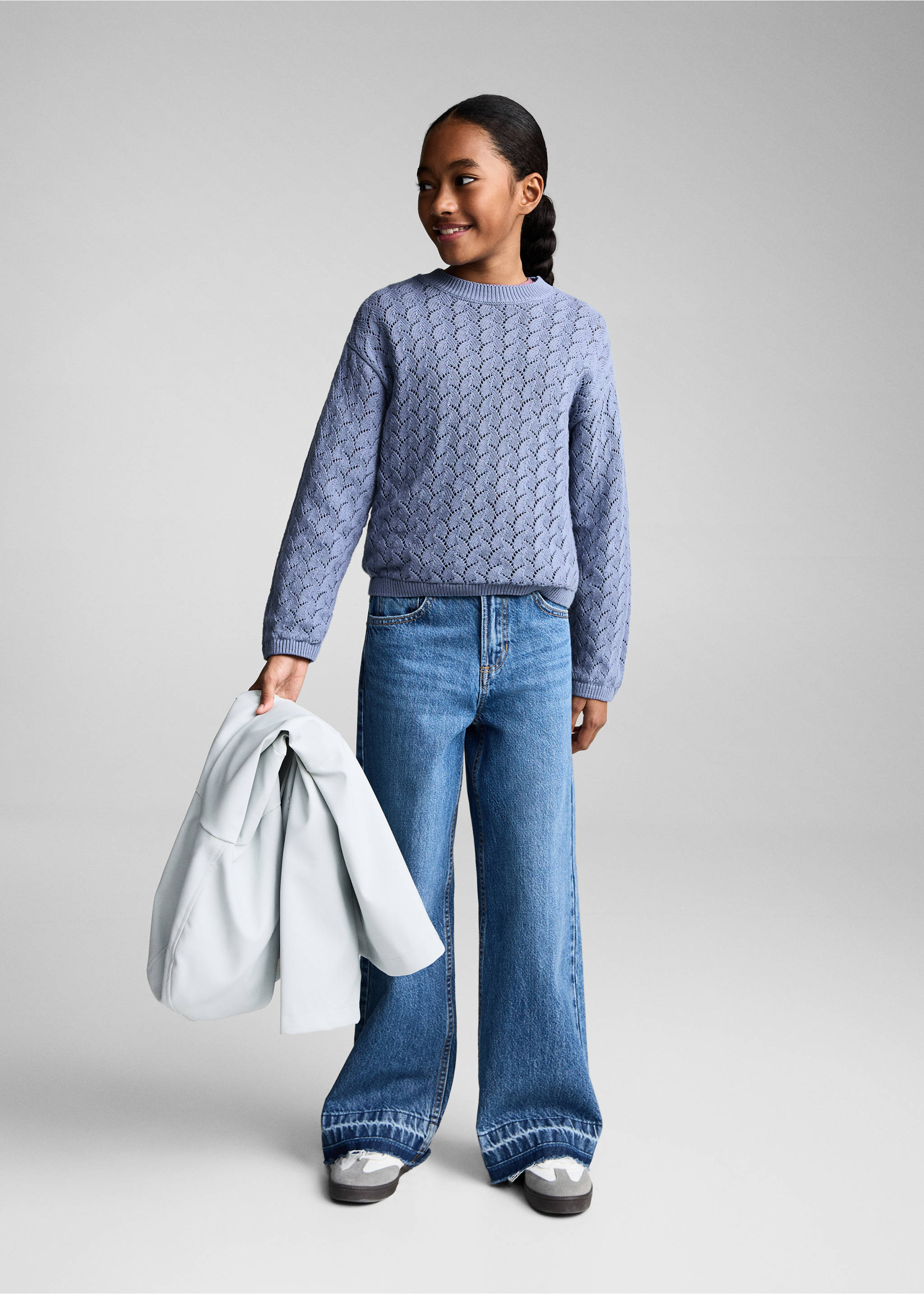 Jersey punto calado - Plano general, Azul. Ref: 87024794-00.