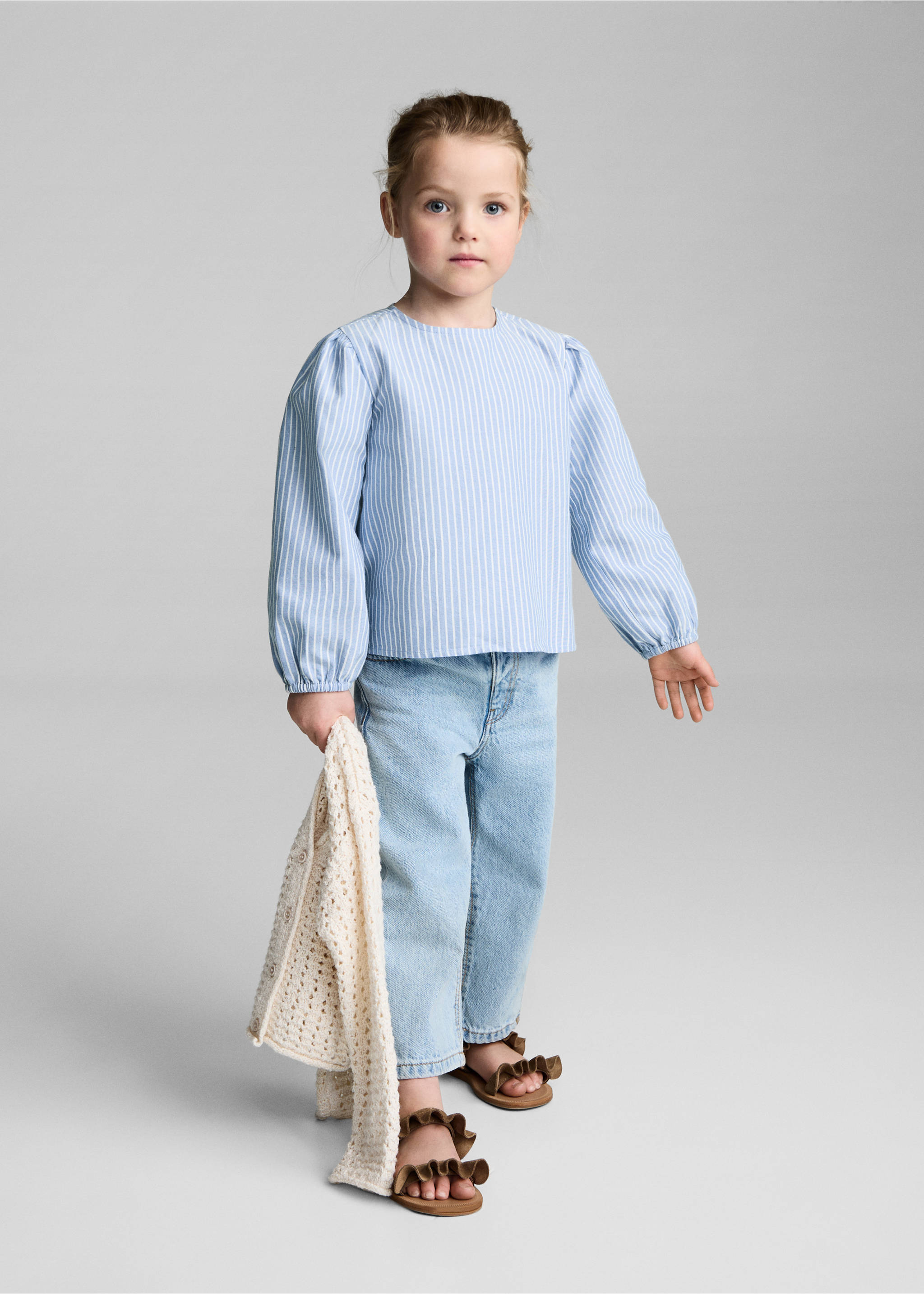 Gestreifte Baumwollbluse - Allgemeine Ansicht, Indigoblau. Ref: 87024796-00.