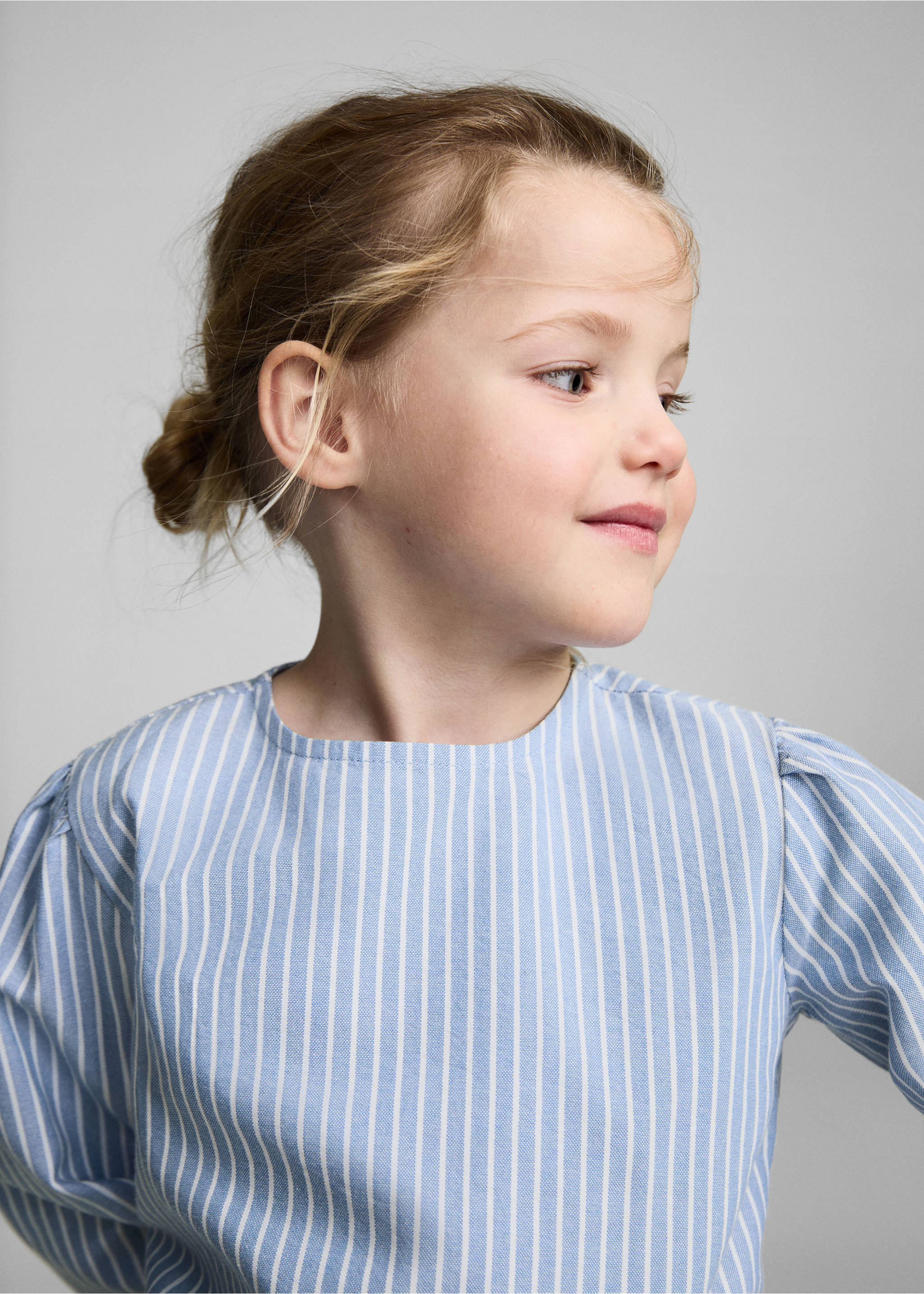 Gestreifte Baumwollbluse - Detail des Artikels 1, Indigoblau. Ref: 87024796-00.