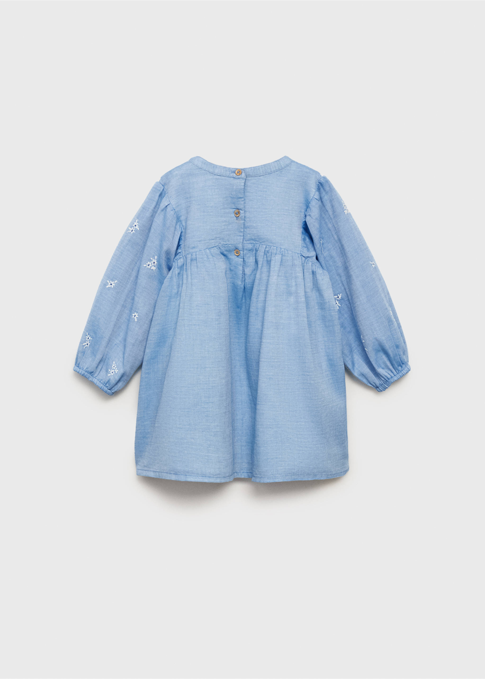 Vestido bordado algodón - Reverso del artículo, Azul celeste. Ref: 87024797-00.