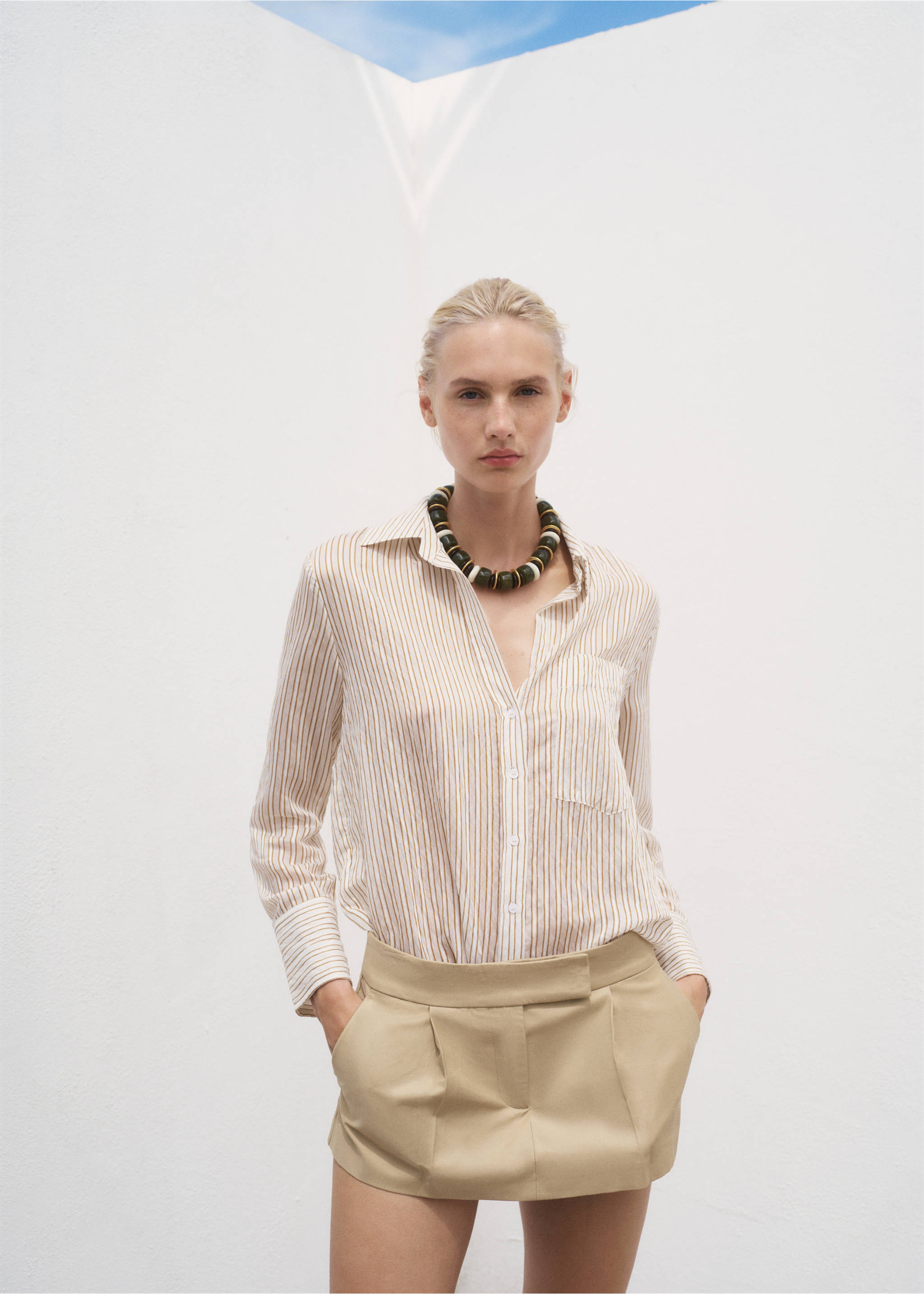 Semi-transparent striped shirt - Medium plane, Brown. Ref: 87024803-00.