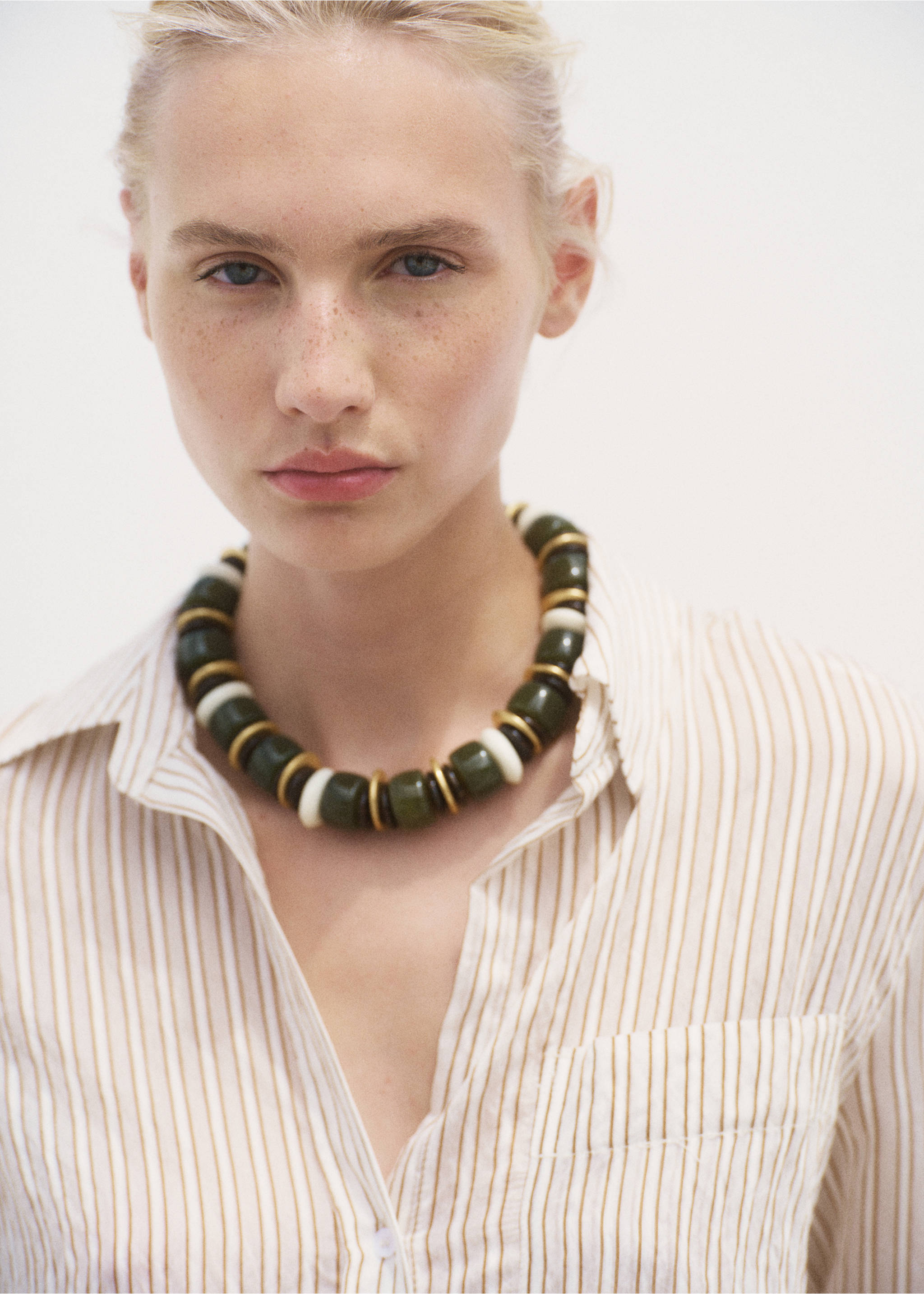 Semi-transparent striped shirt - Details of the article 1, Brown. Ref: 87024803-00.