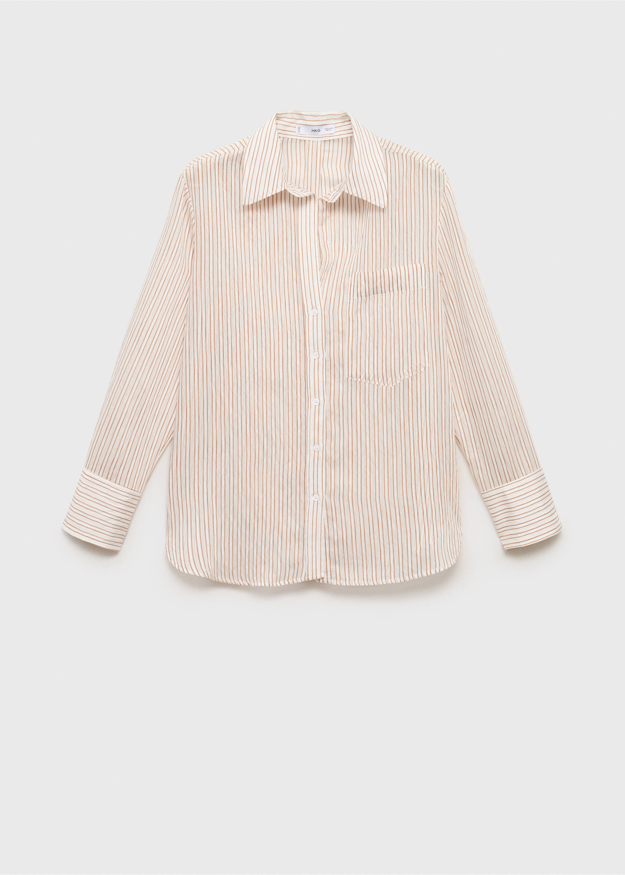 Semi-transparent striped shirt - Article without model, Brown. Ref: 87024803-00.