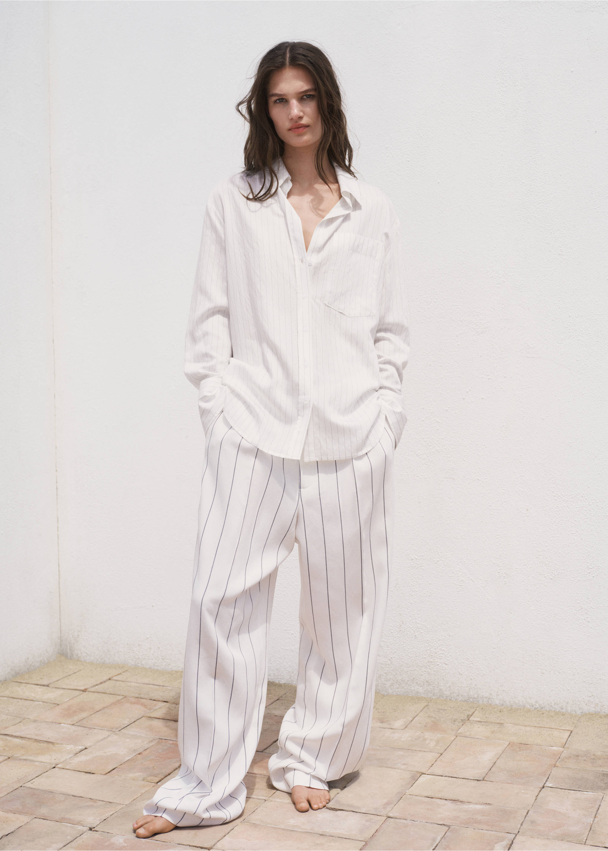 Semi-transparent striped shirt - General plane, Off White. Ref: 87024804-00.