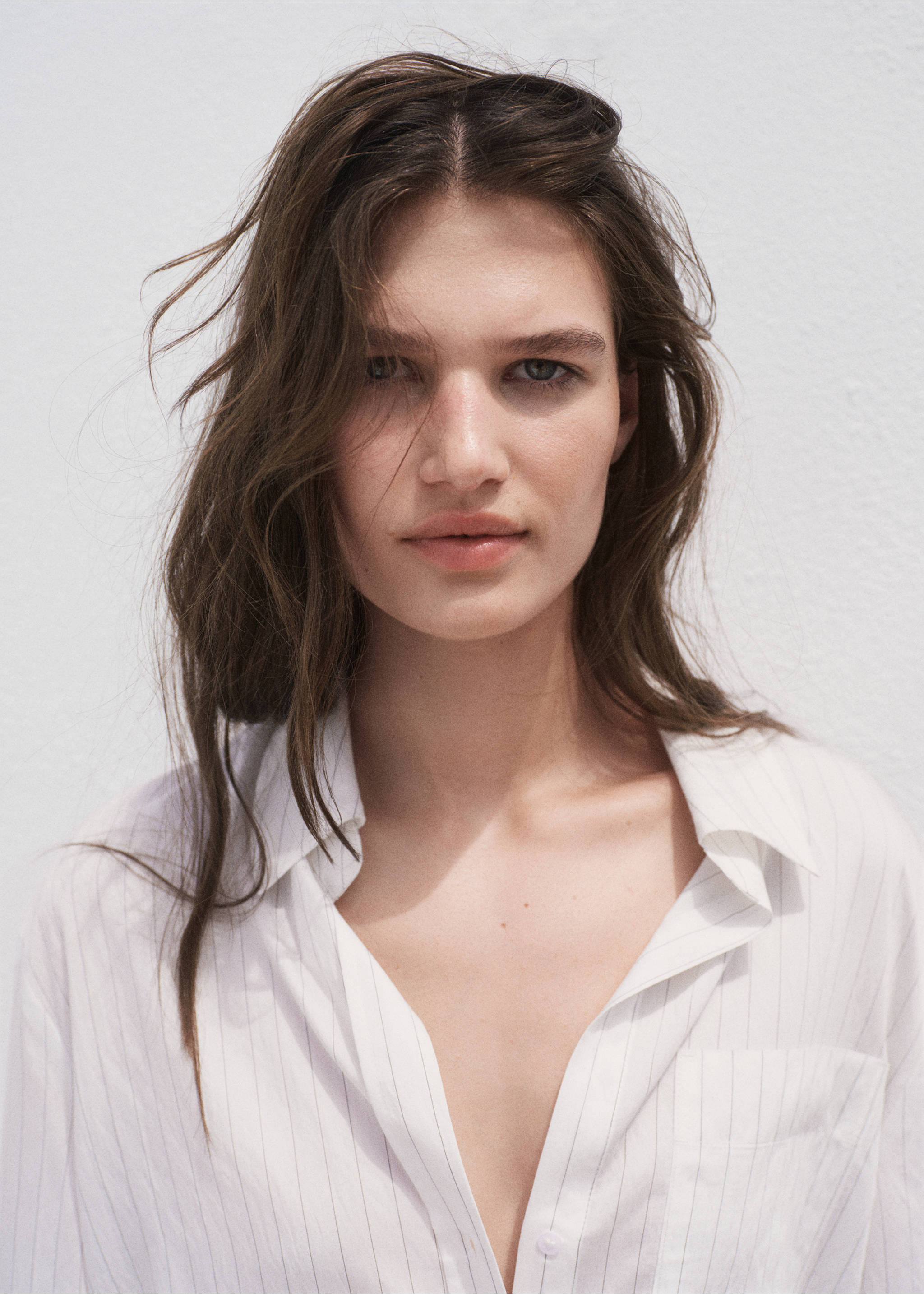Semi-transparent striped shirt - Details of the article 1, Off White. Ref: 87024804-00.