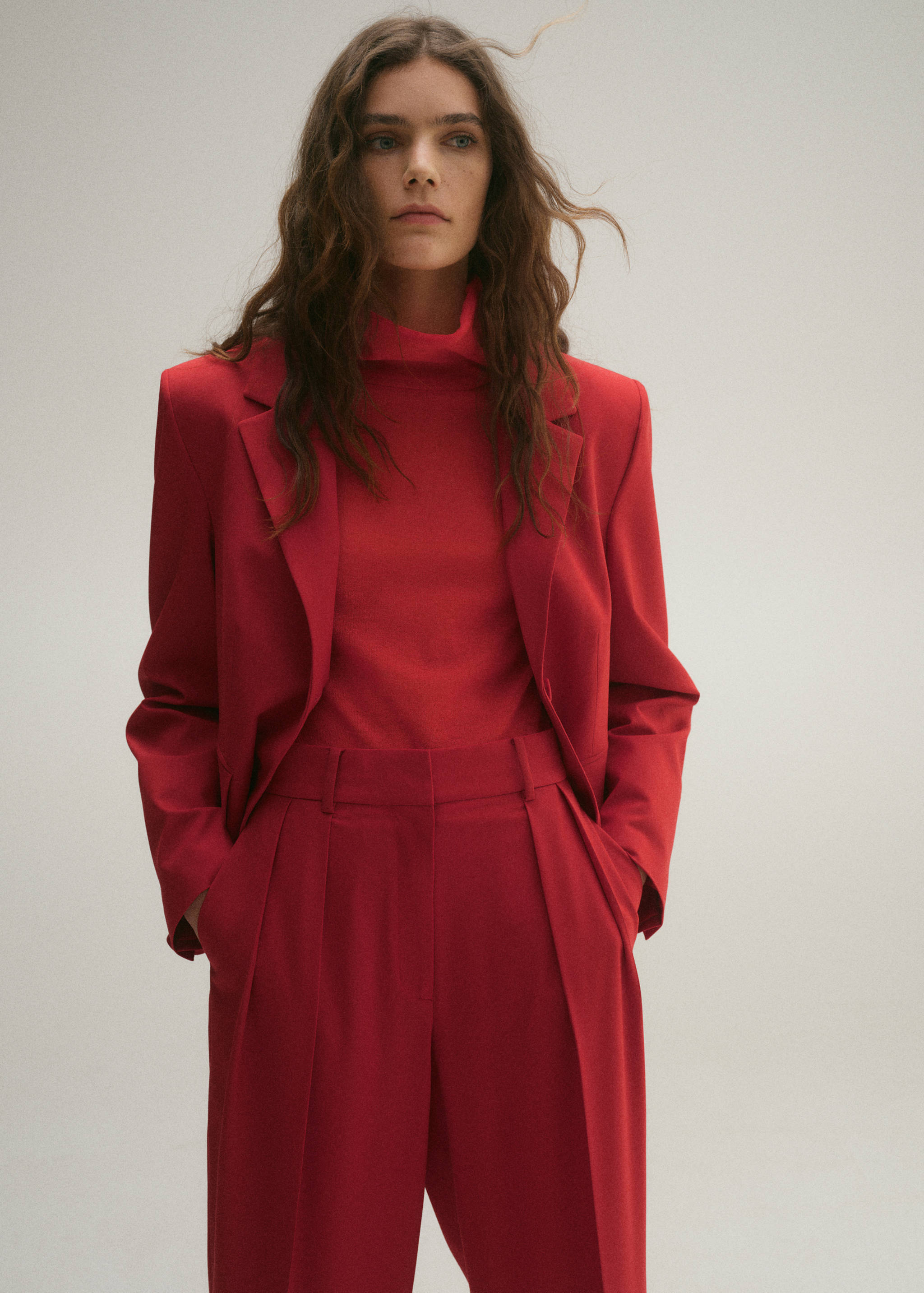 Wide leg wool-blend suit trousers - Medium plane