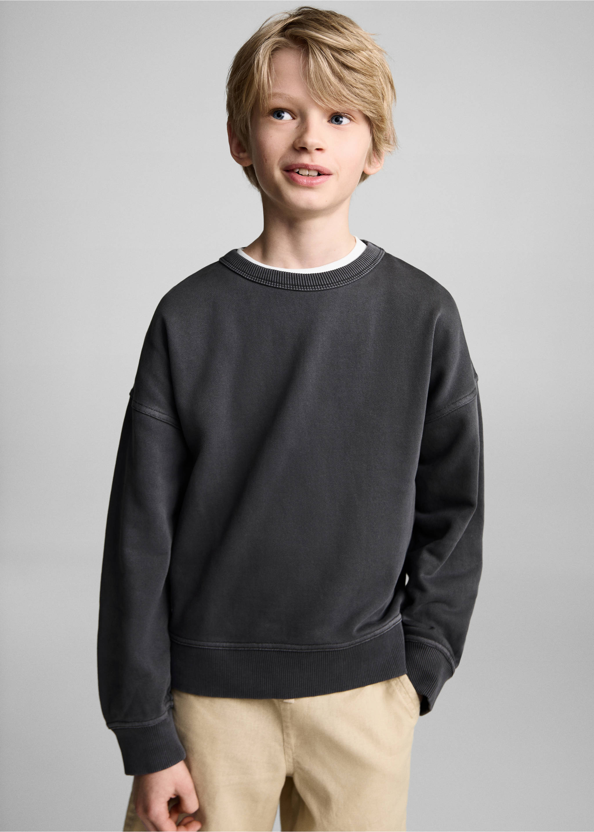 Printed cotton sweatshirt - Medium plane, Grey. Ref: 87025139-00.