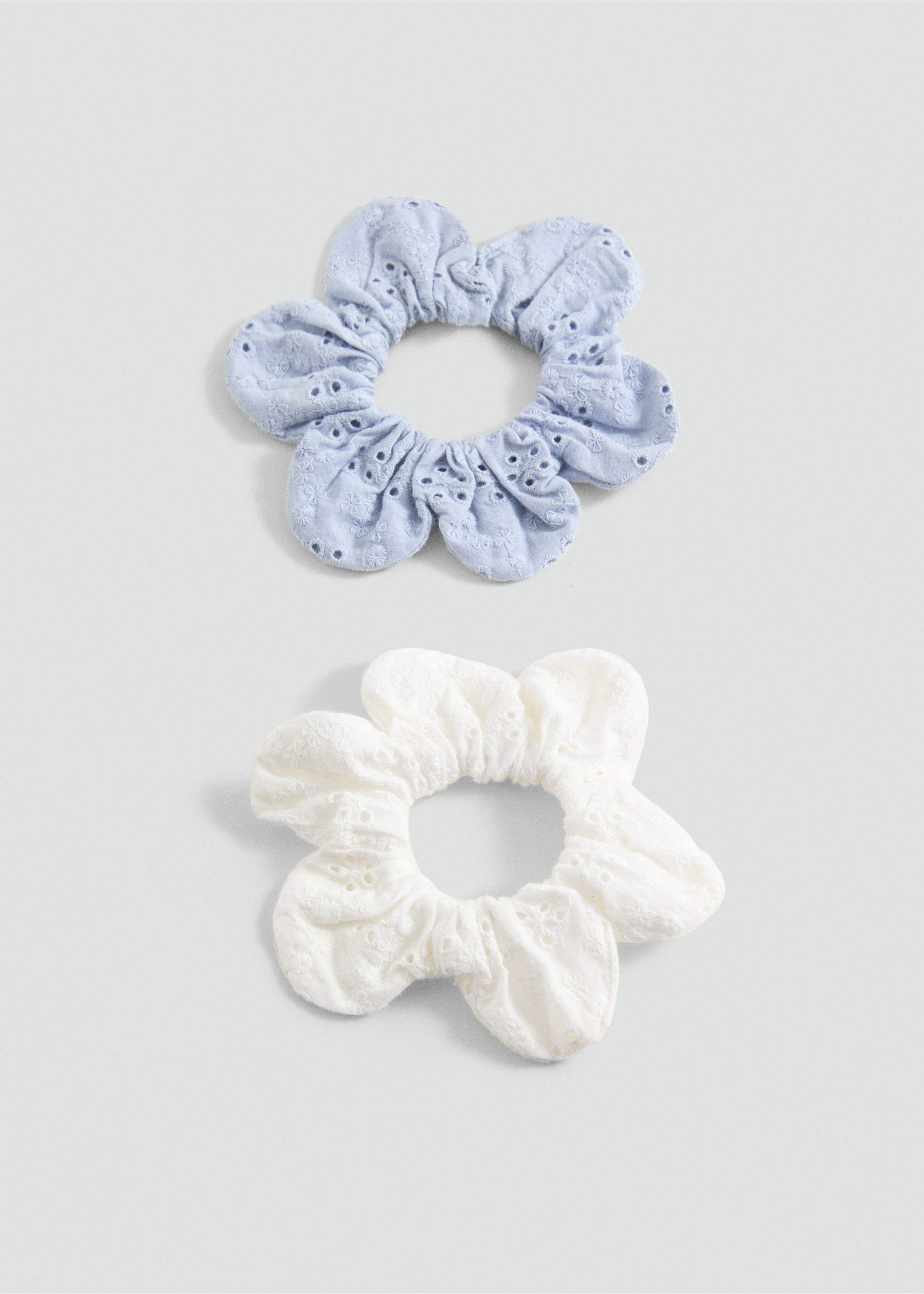 Pack 2 flower scrunchies - Article without model, Sky Blue. Ref: 87025143-00.