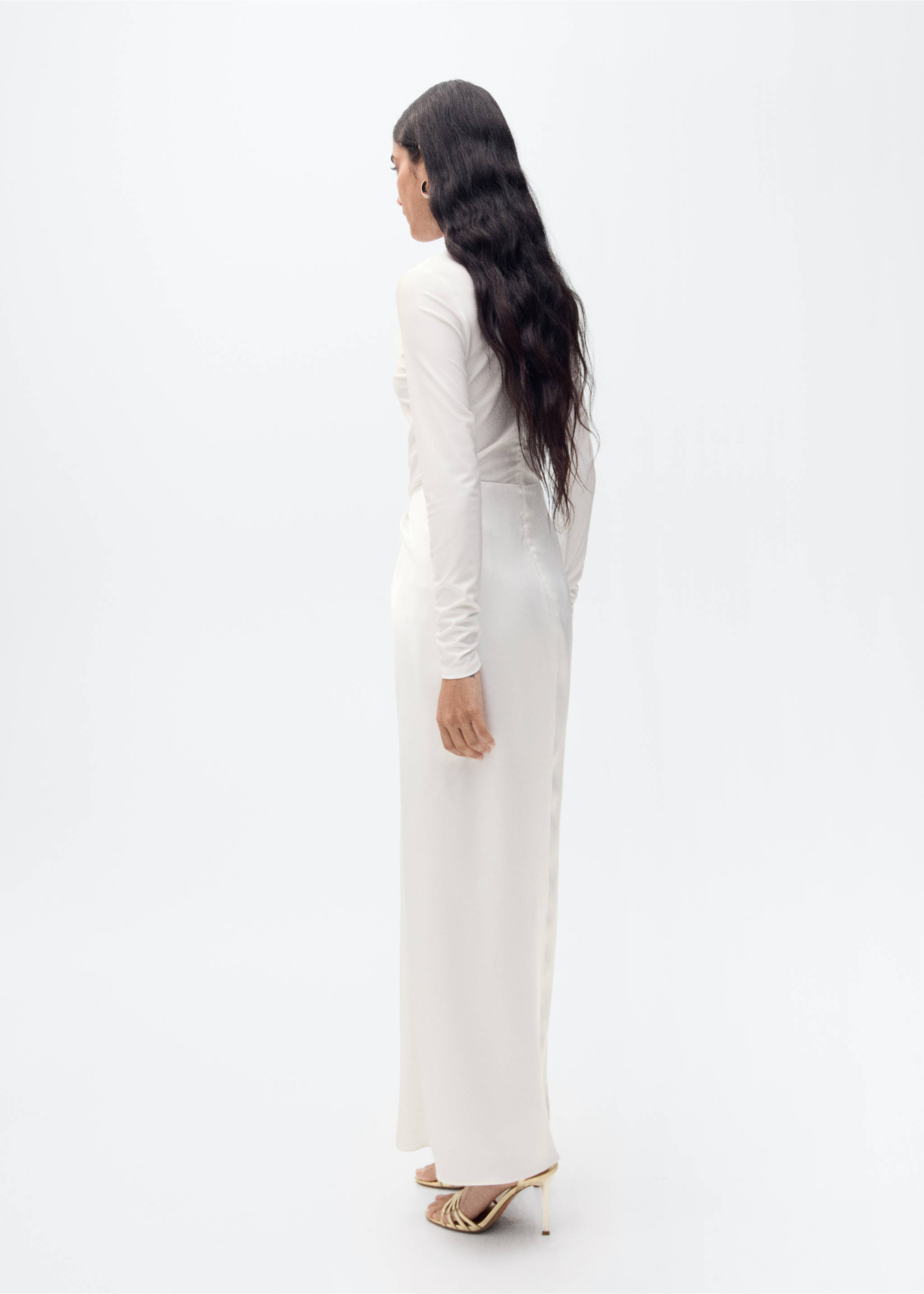 Combined-fabric long dress - Reverse of the article, Off White. Ref: 87025728-00.