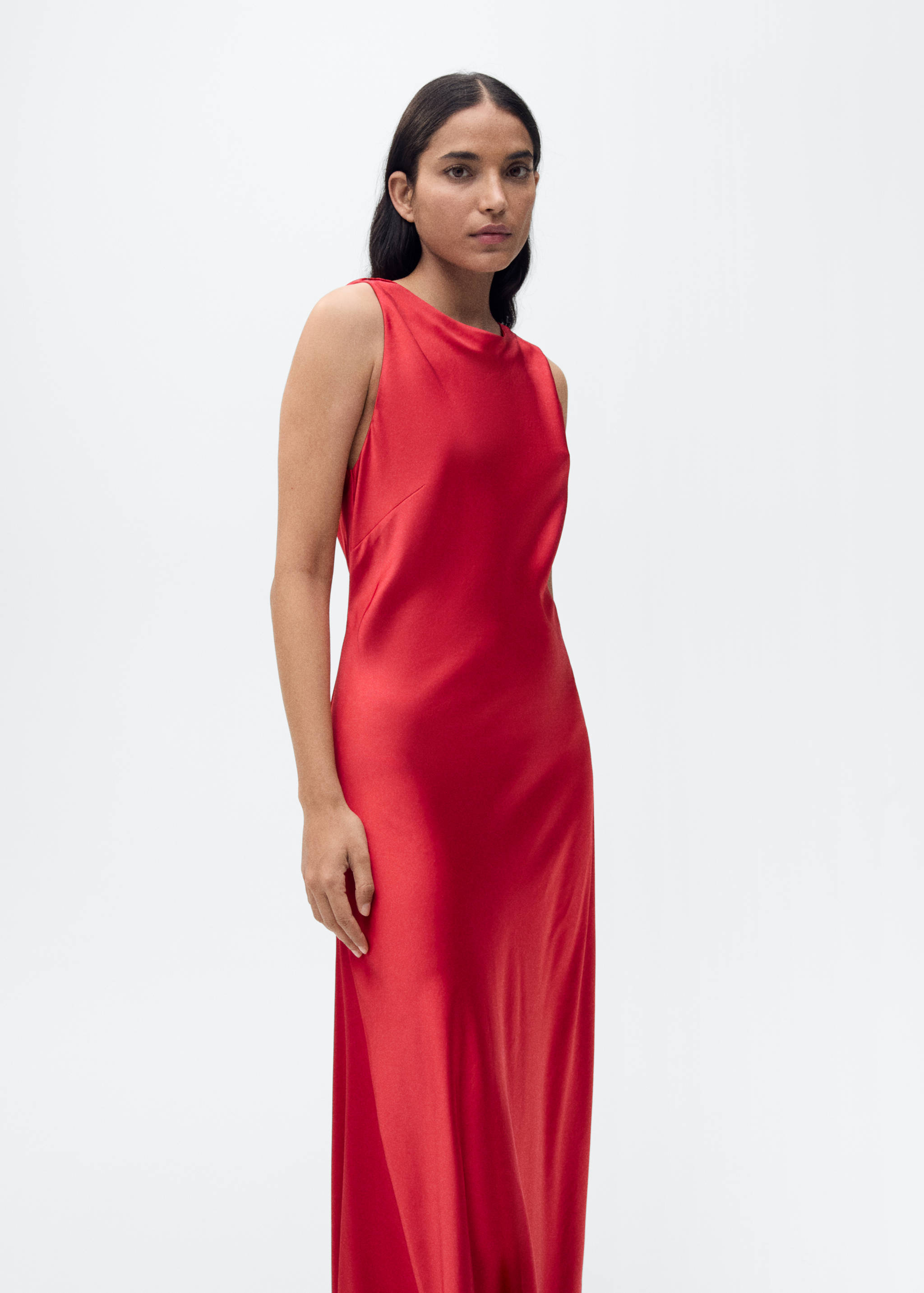 Open-back satin-effect dress - Medium plane