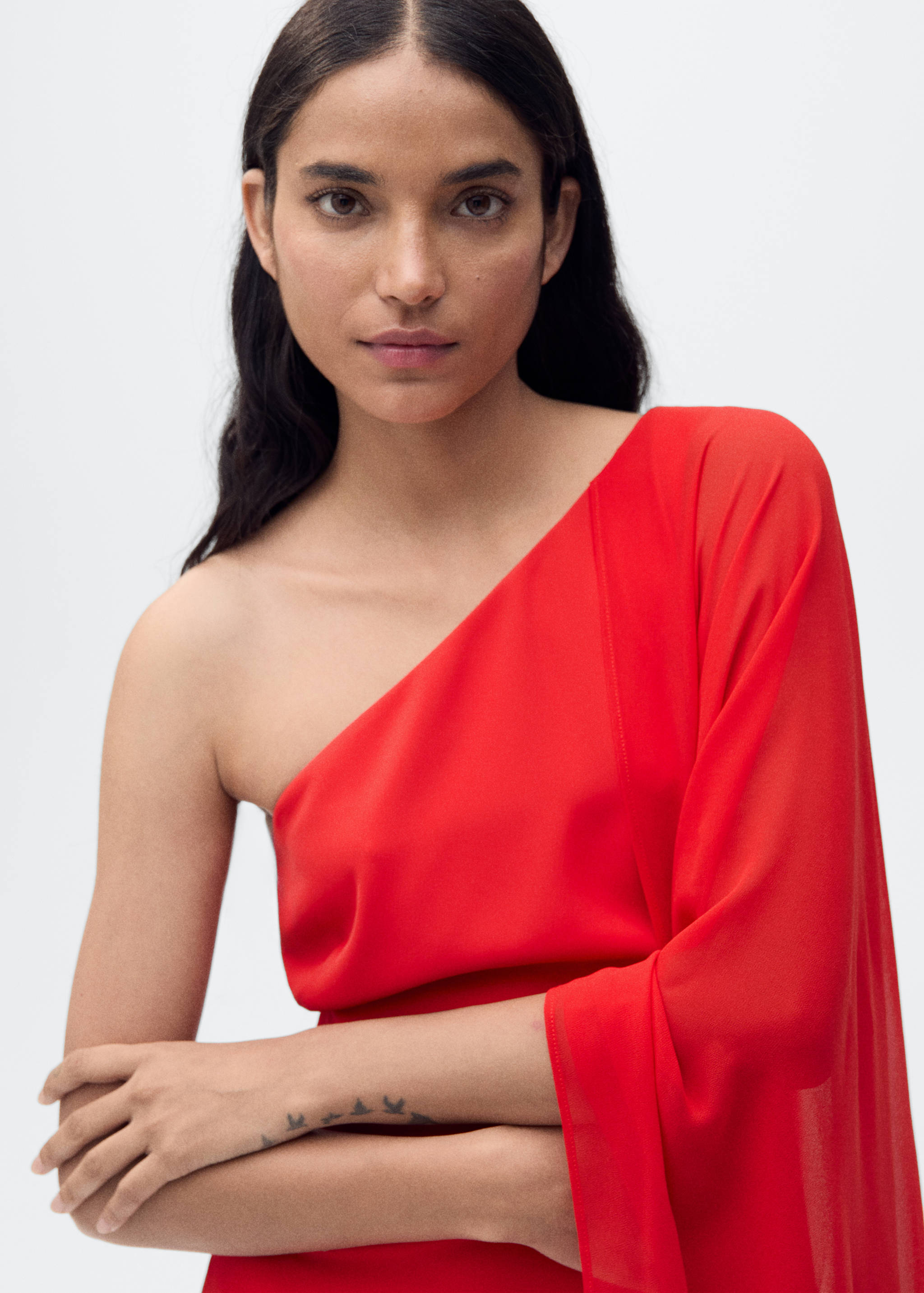 Vestido assimétrico de manga de sino - Pormenor do artigo 1