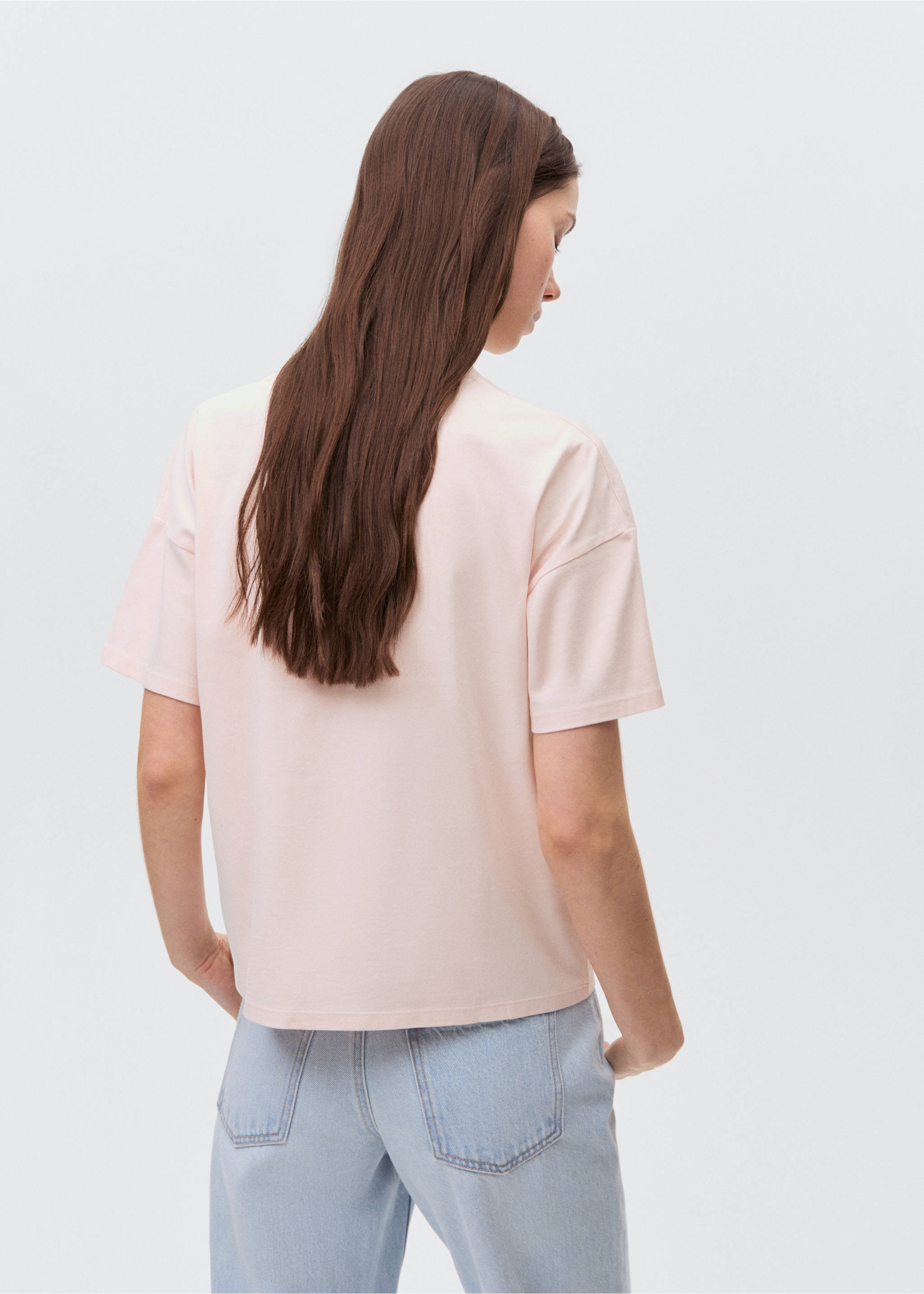 Short-sleeved t-shirt with message - Reverse of the article, Pastel Pink. Ref: 87025732-00.