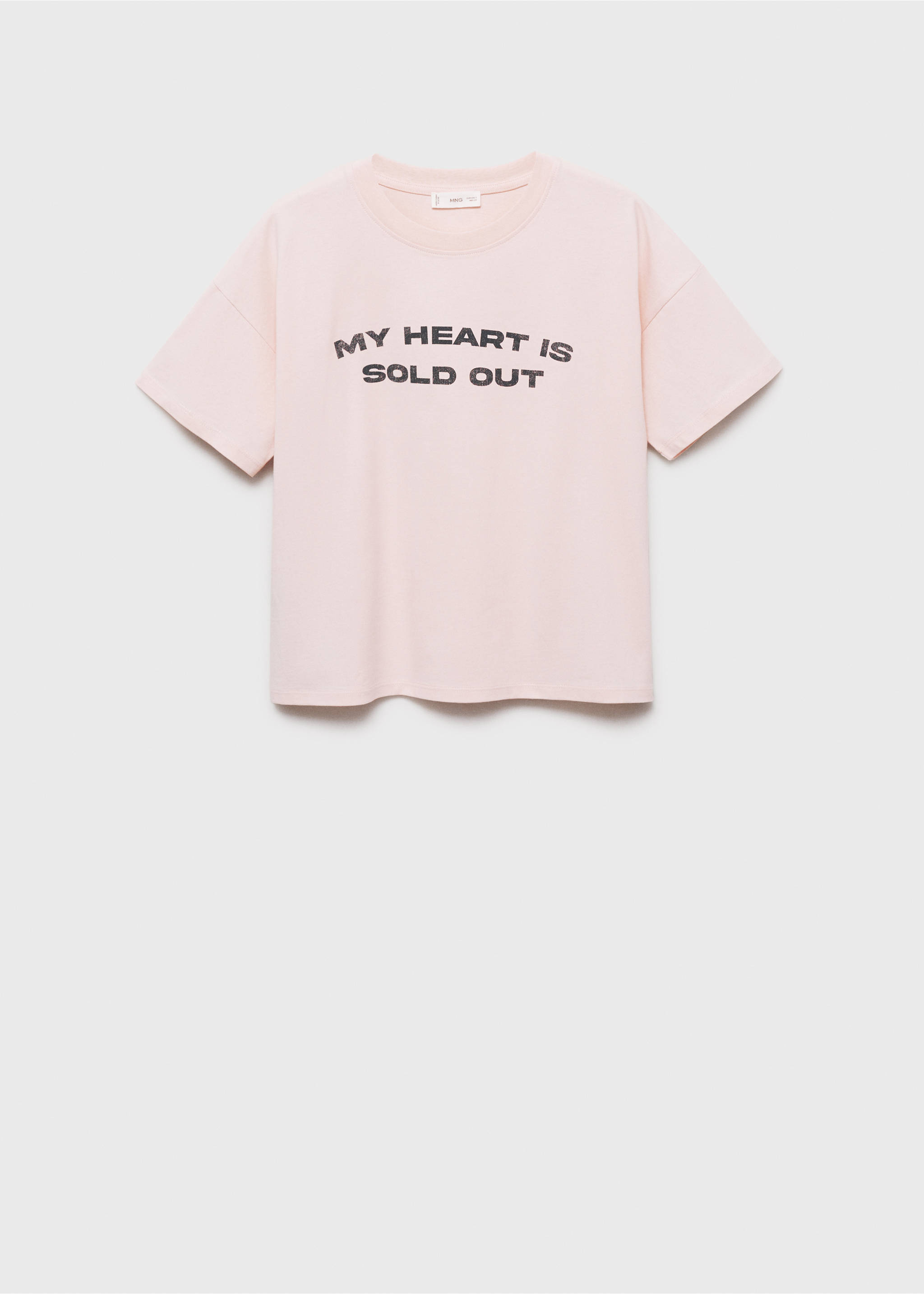 Short-sleeved t-shirt with message - Article without model, Pastel Pink. Ref: 87025732-00.