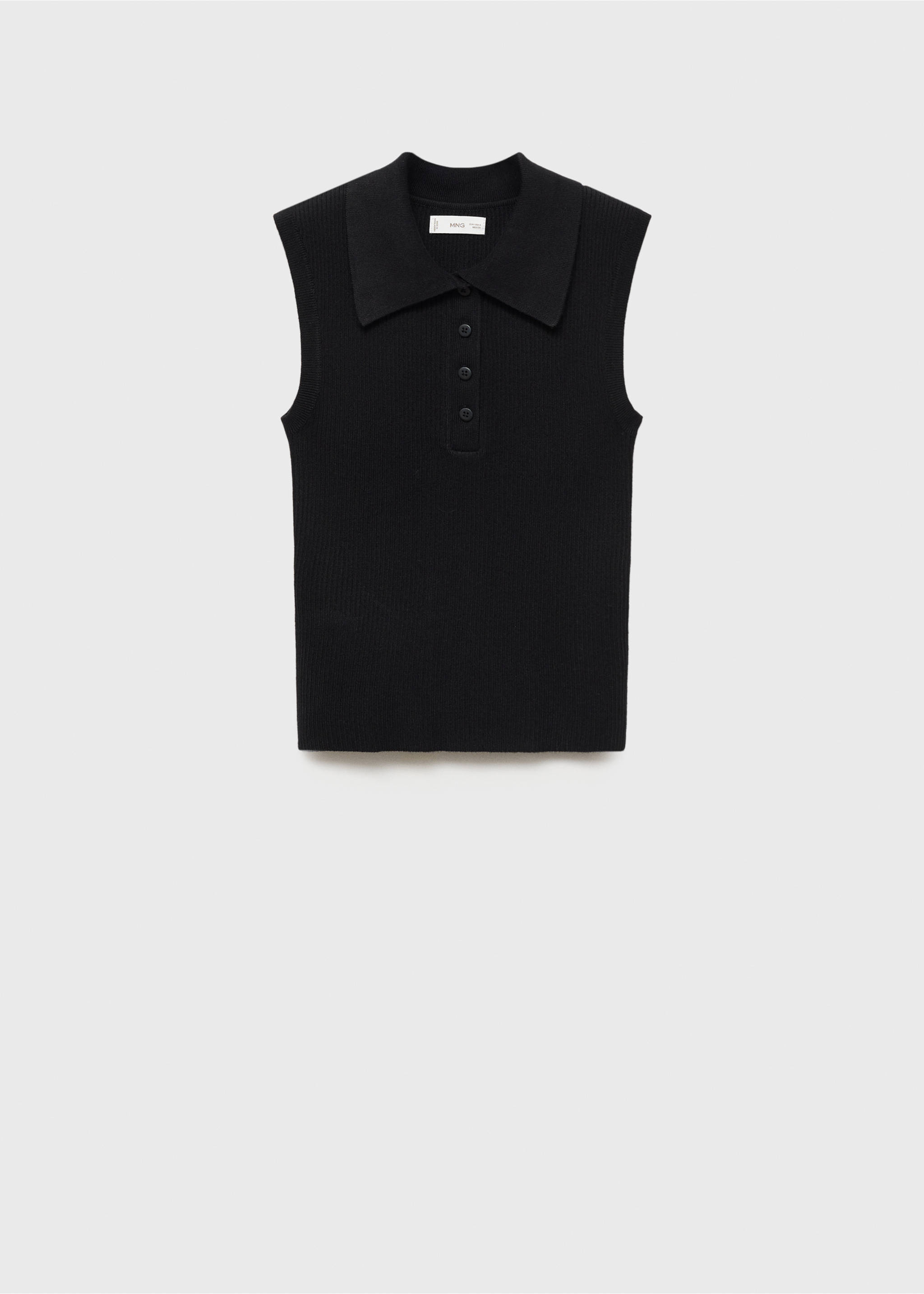 Polo-neck knitted top - Article without model, Black. Ref: 87025735-00.