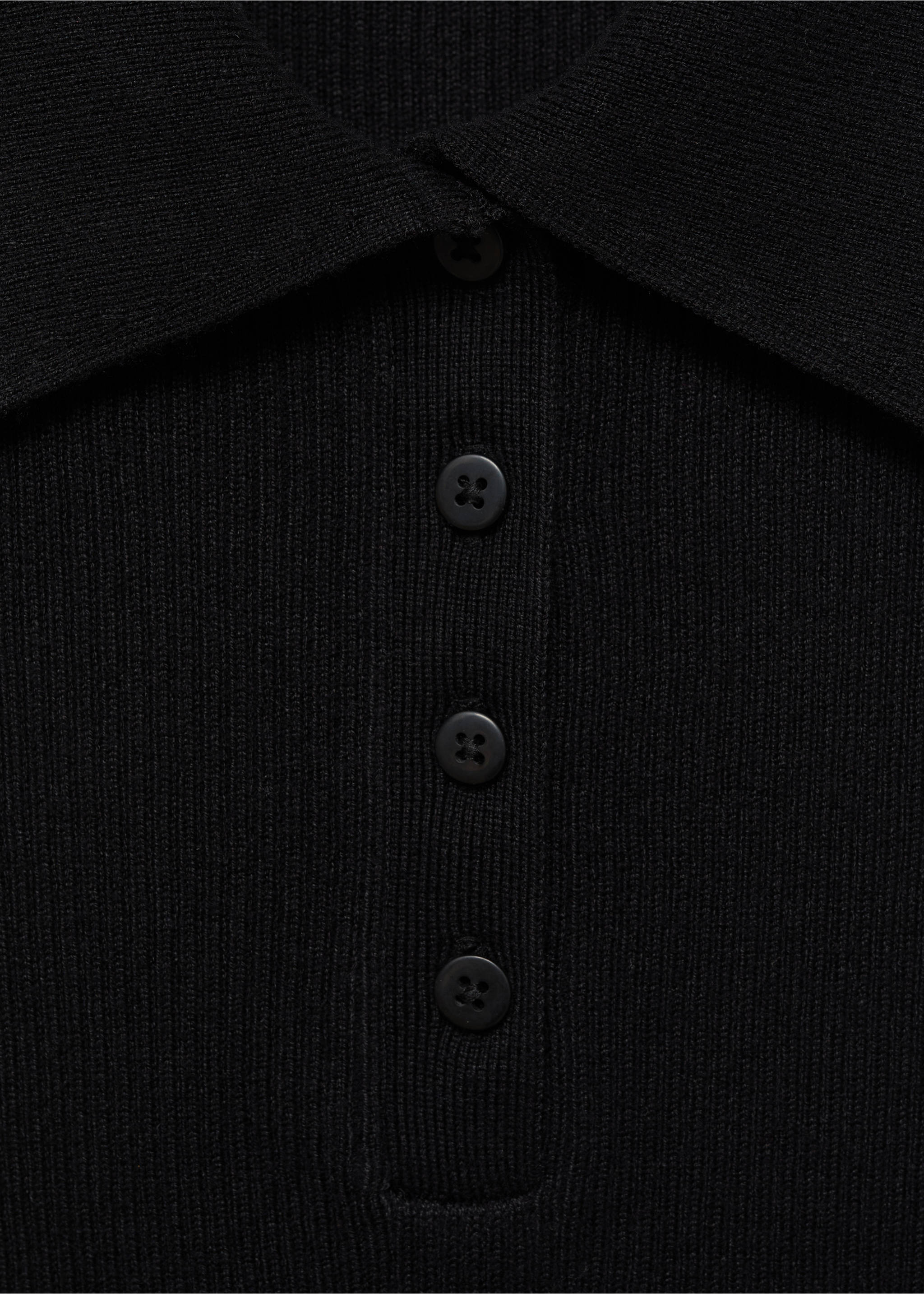 Polo-neck knitted top - Details of the article 8, Black. Ref: 87025735-00.