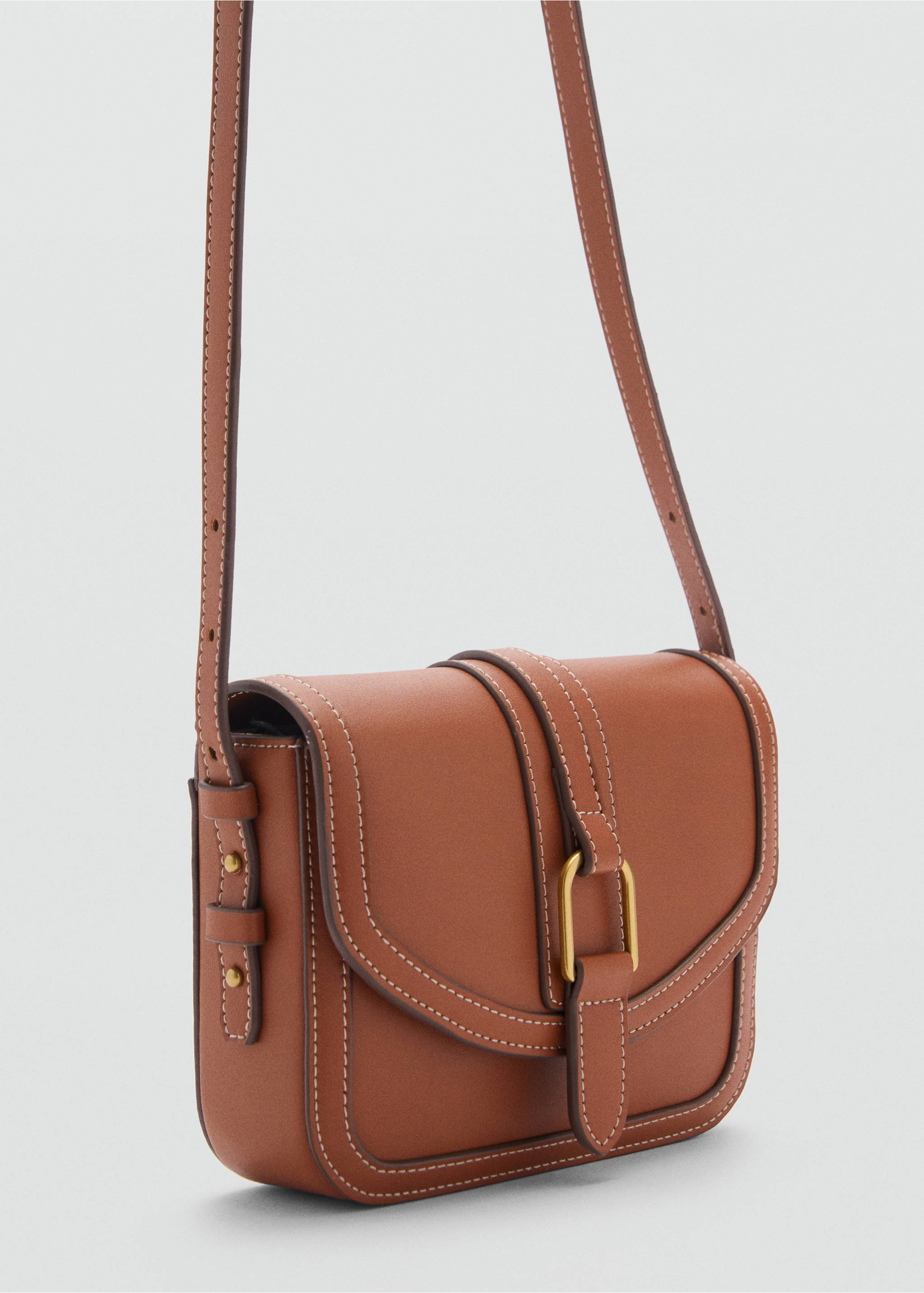 Faux-leather shoulder bag with buckle - Medium plane, Leather. Ref: 87025744-00.