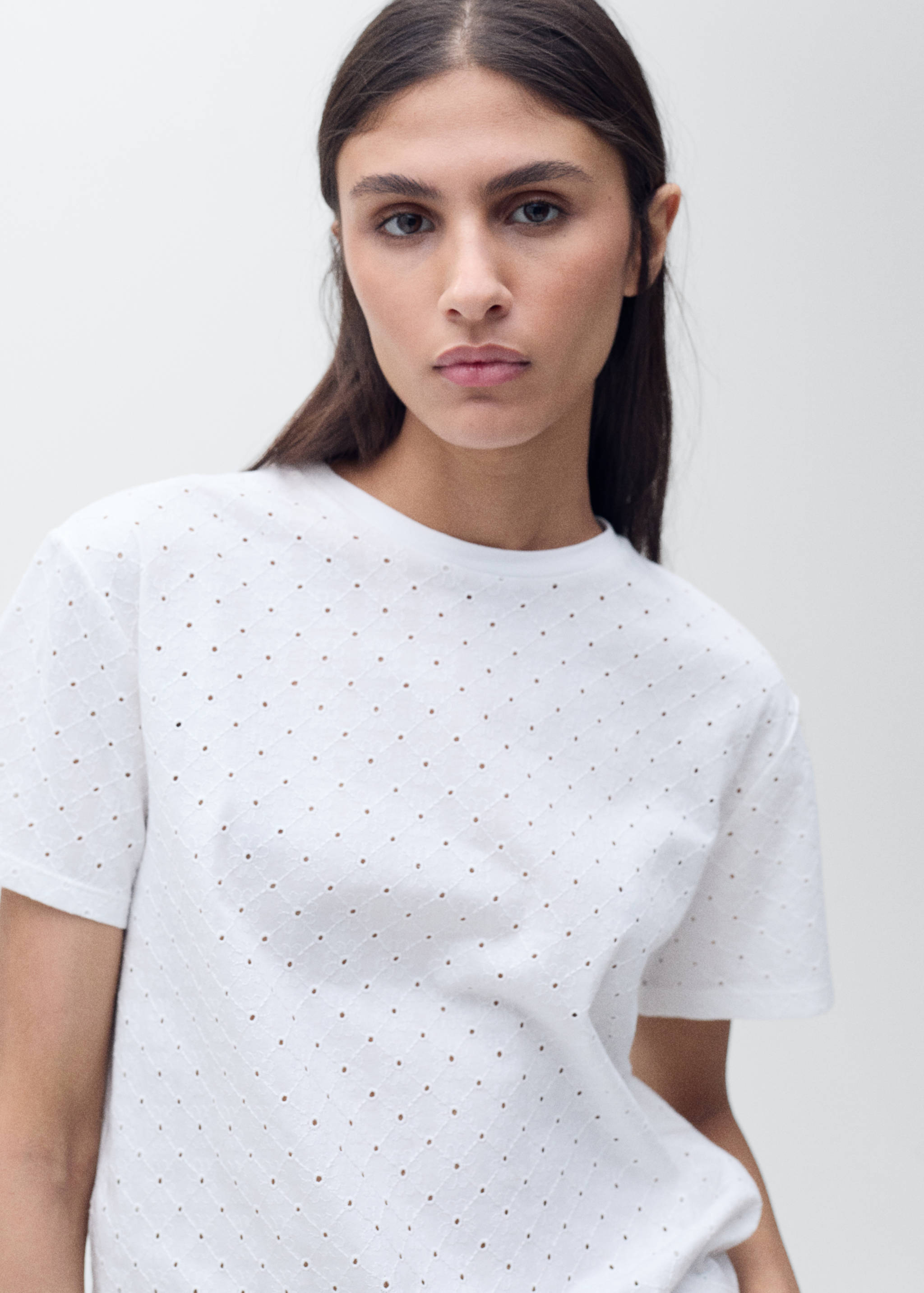 Embroidered openwork t-shirt - Details of the article 1