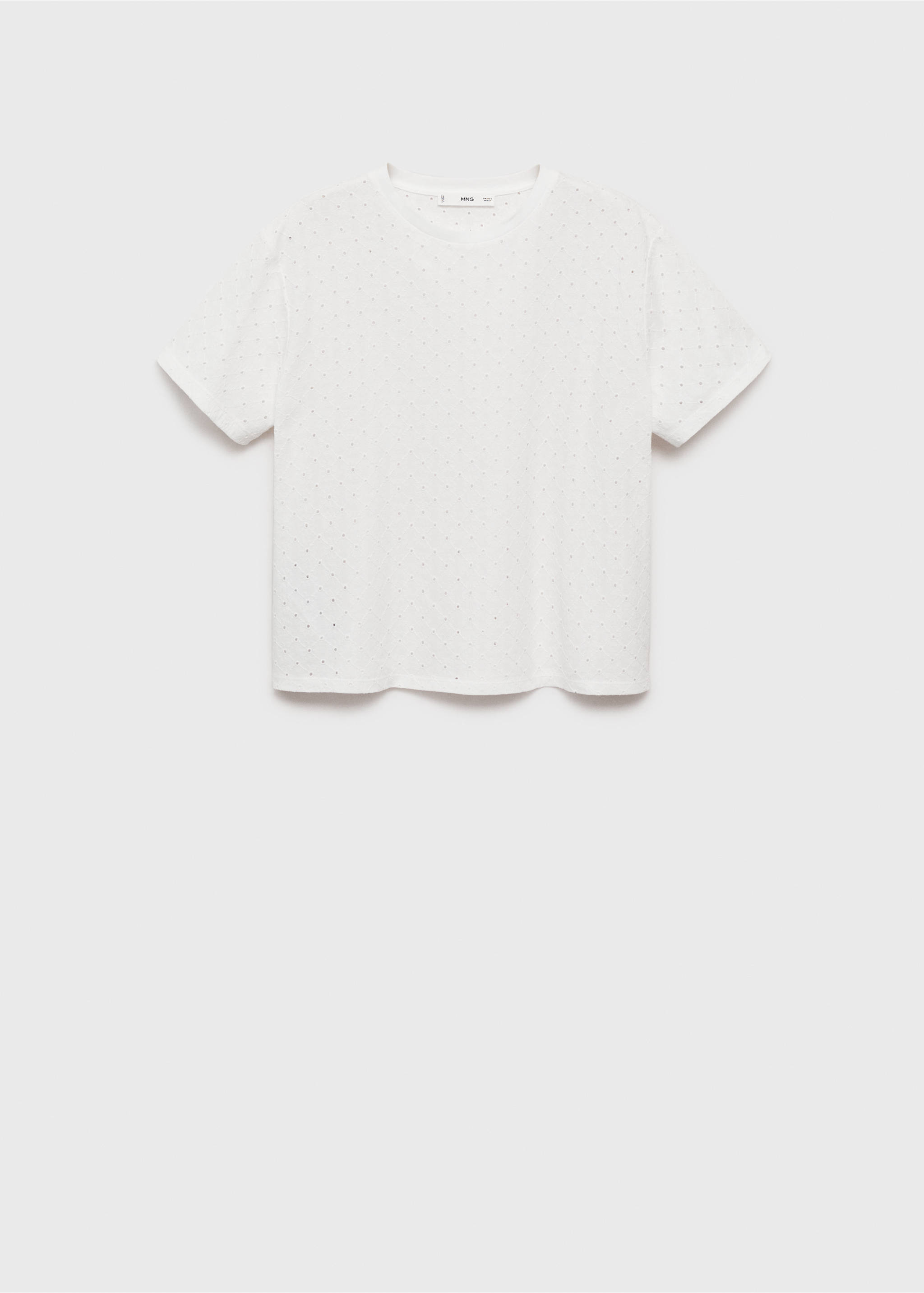 Embroidered openwork t-shirt - Article without model, White. Ref: 87025747-00.