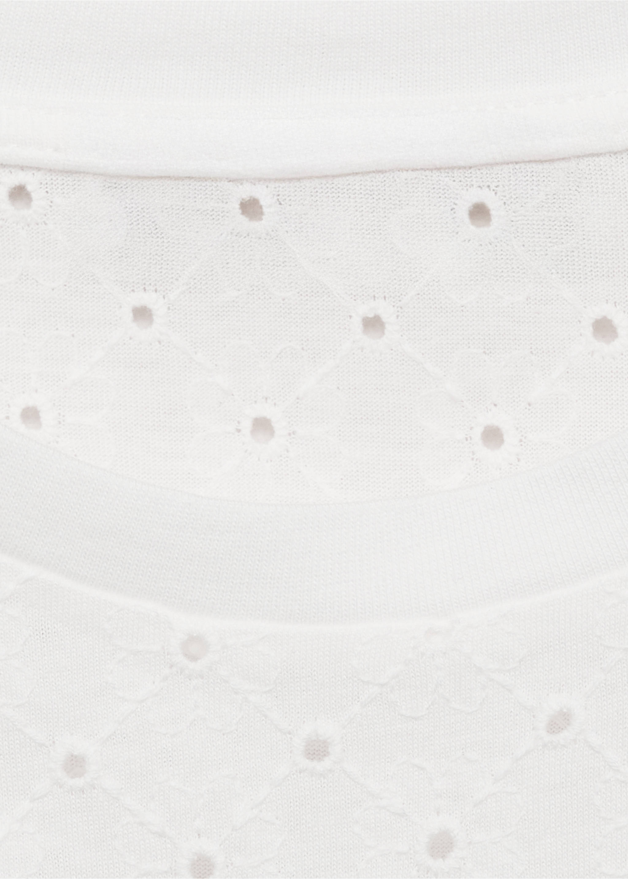 Embroidered openwork t-shirt - Details of the article 8, White. Ref: 87025747-00.