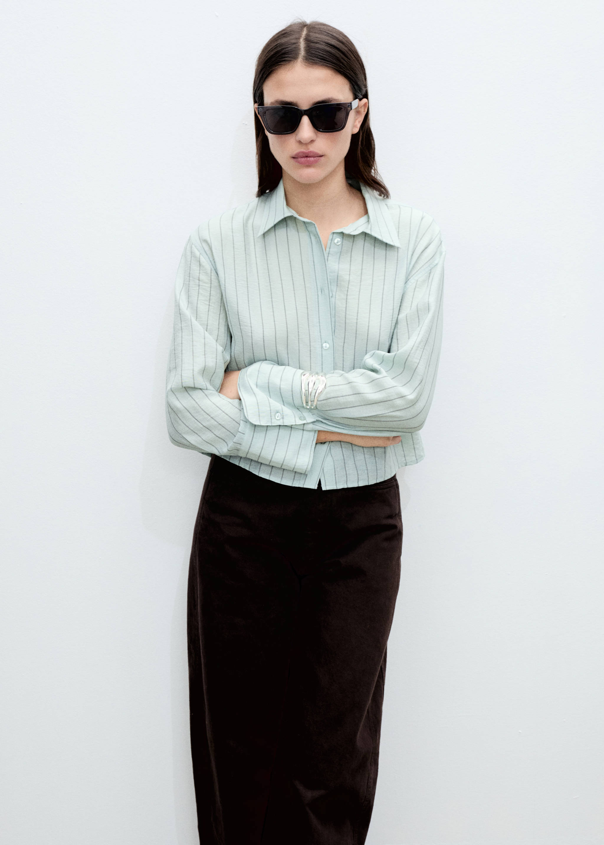 Striped cropped shirt - Medium plane