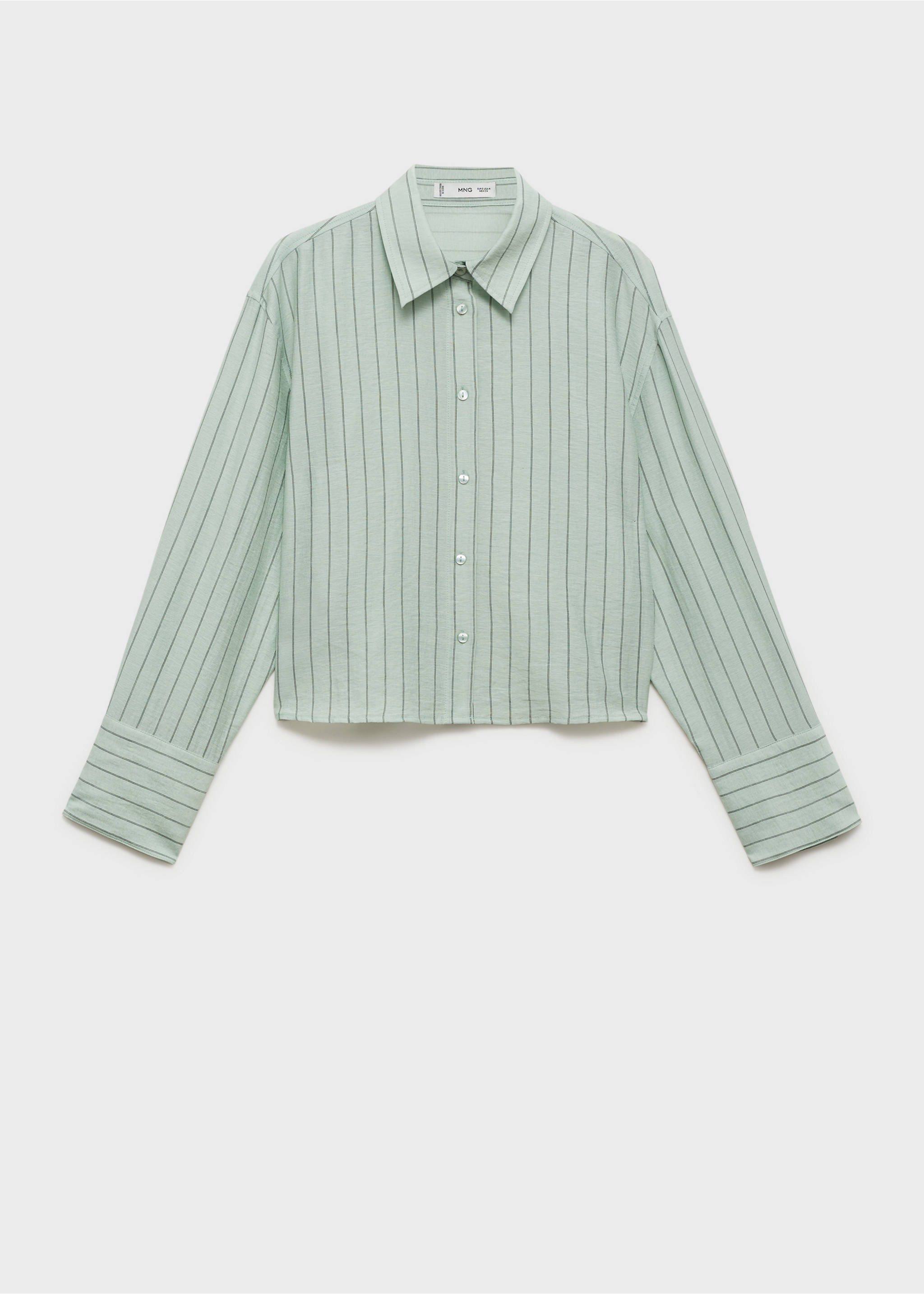 Striped cropped shirt - Article without model, Green. Ref: 87025750-00.