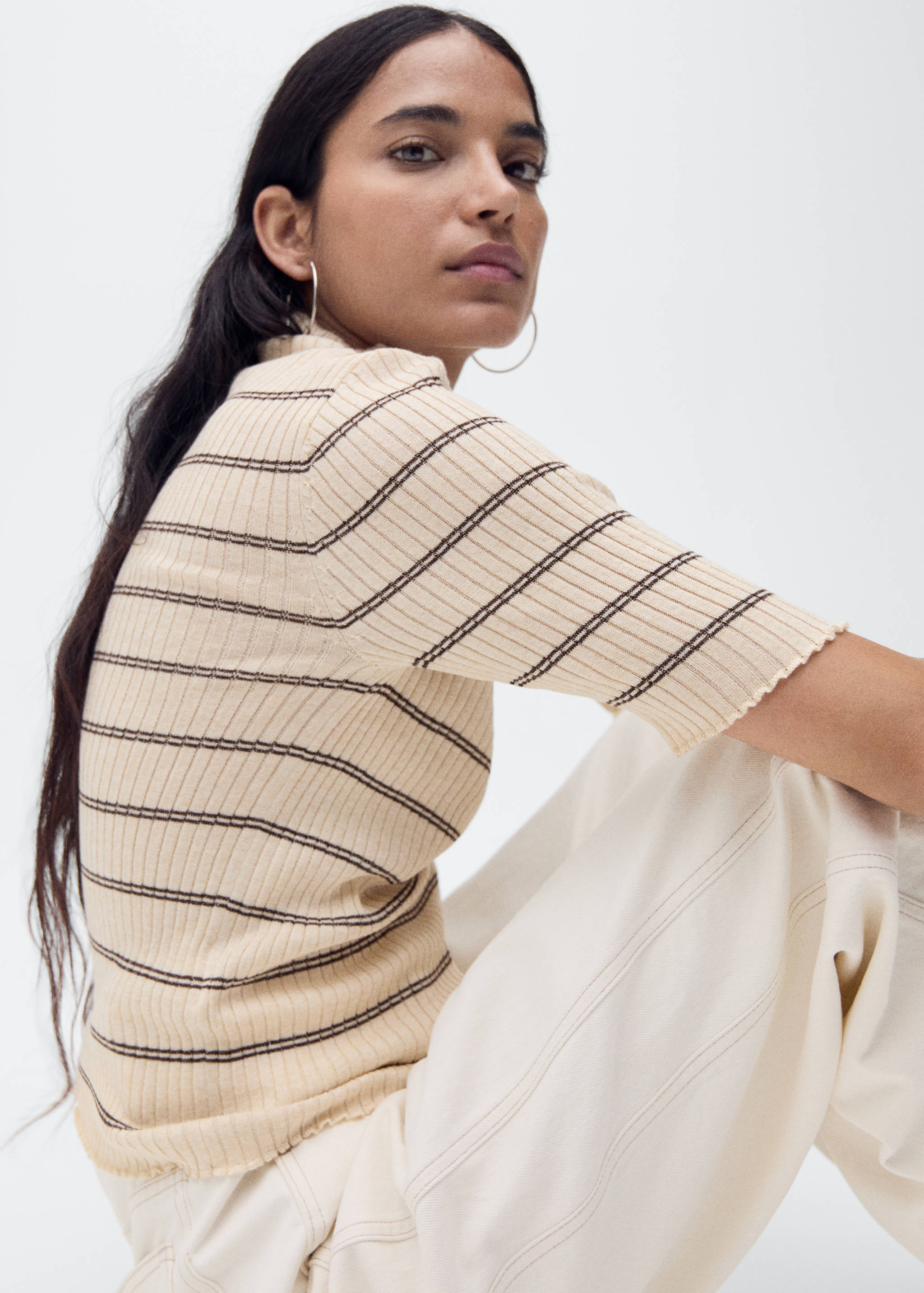 Rib-knit sweater with perkins neck - Details of the article 2