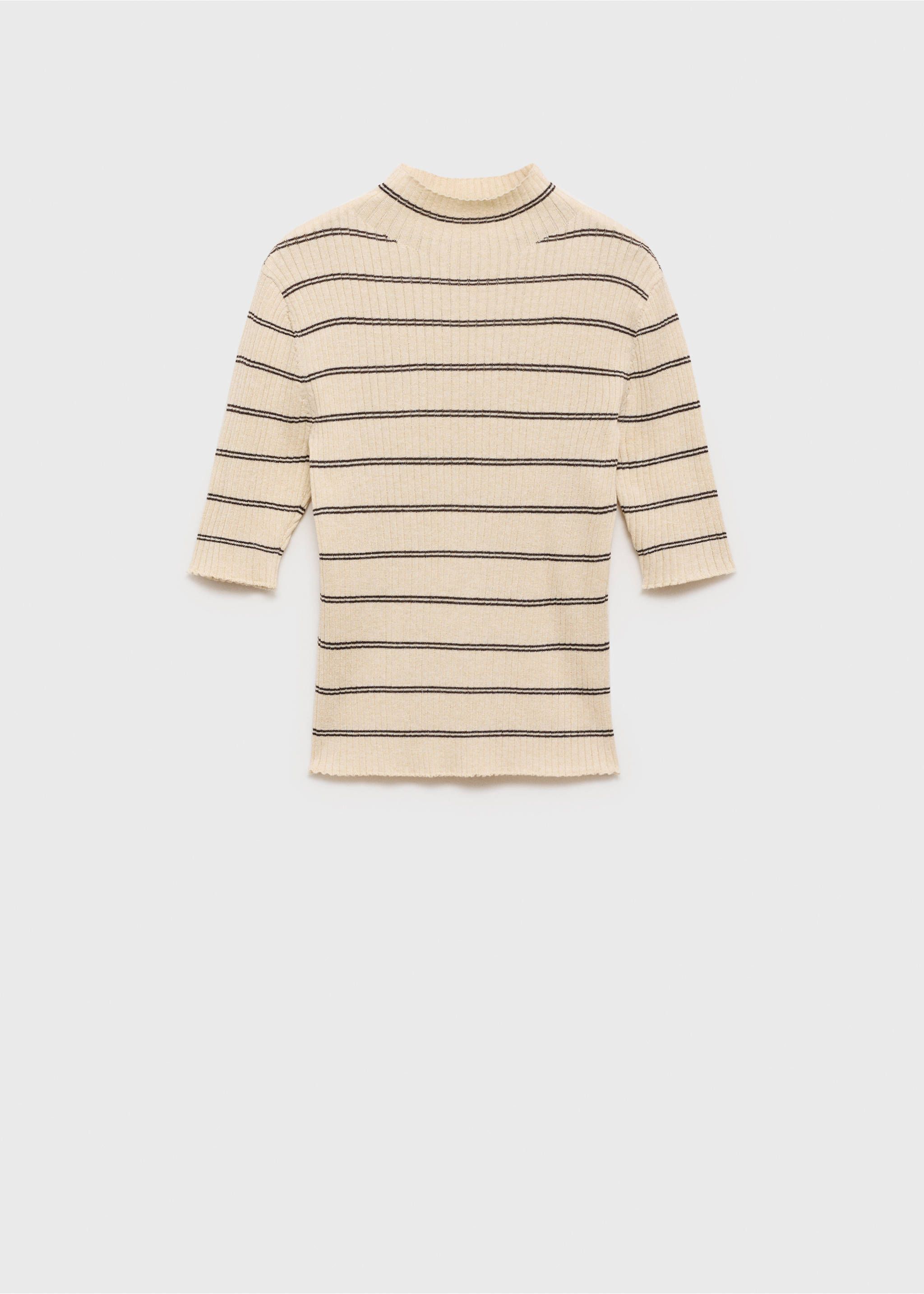 Rib-knit sweater with perkins neck - Article without model, Medium Brown. Ref: 87025751-00.