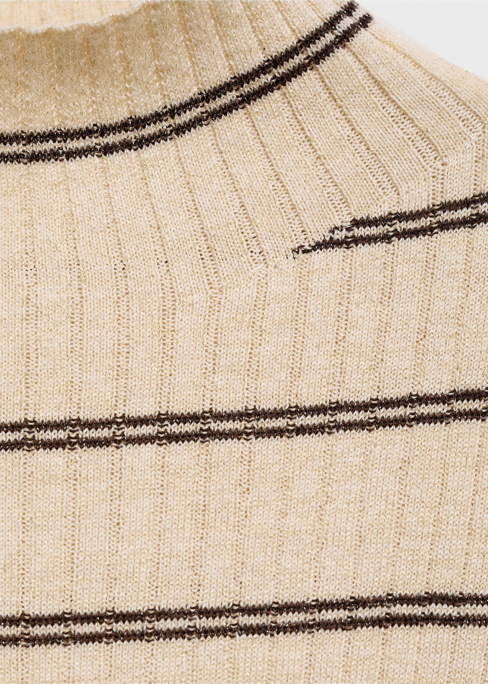 Rib-knit sweater with perkins neck - Details of the article 0, Medium Brown. Ref: 87025751-00.