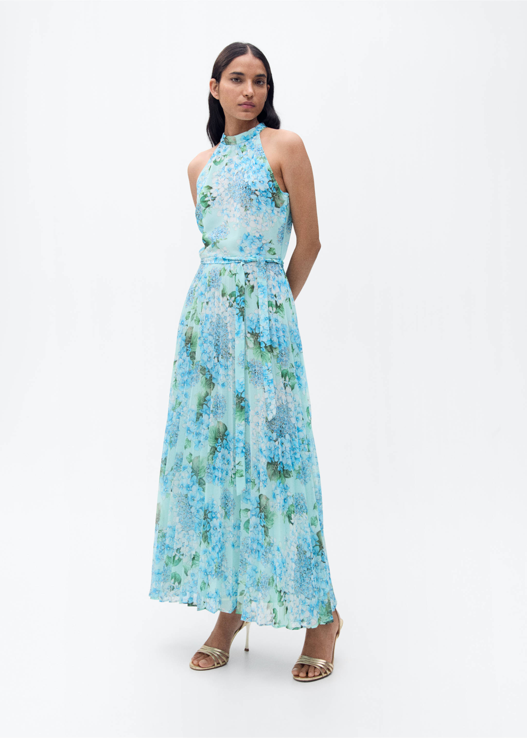 Floral-print pleated dress - General plane, Blue. Ref: 87025756-00.