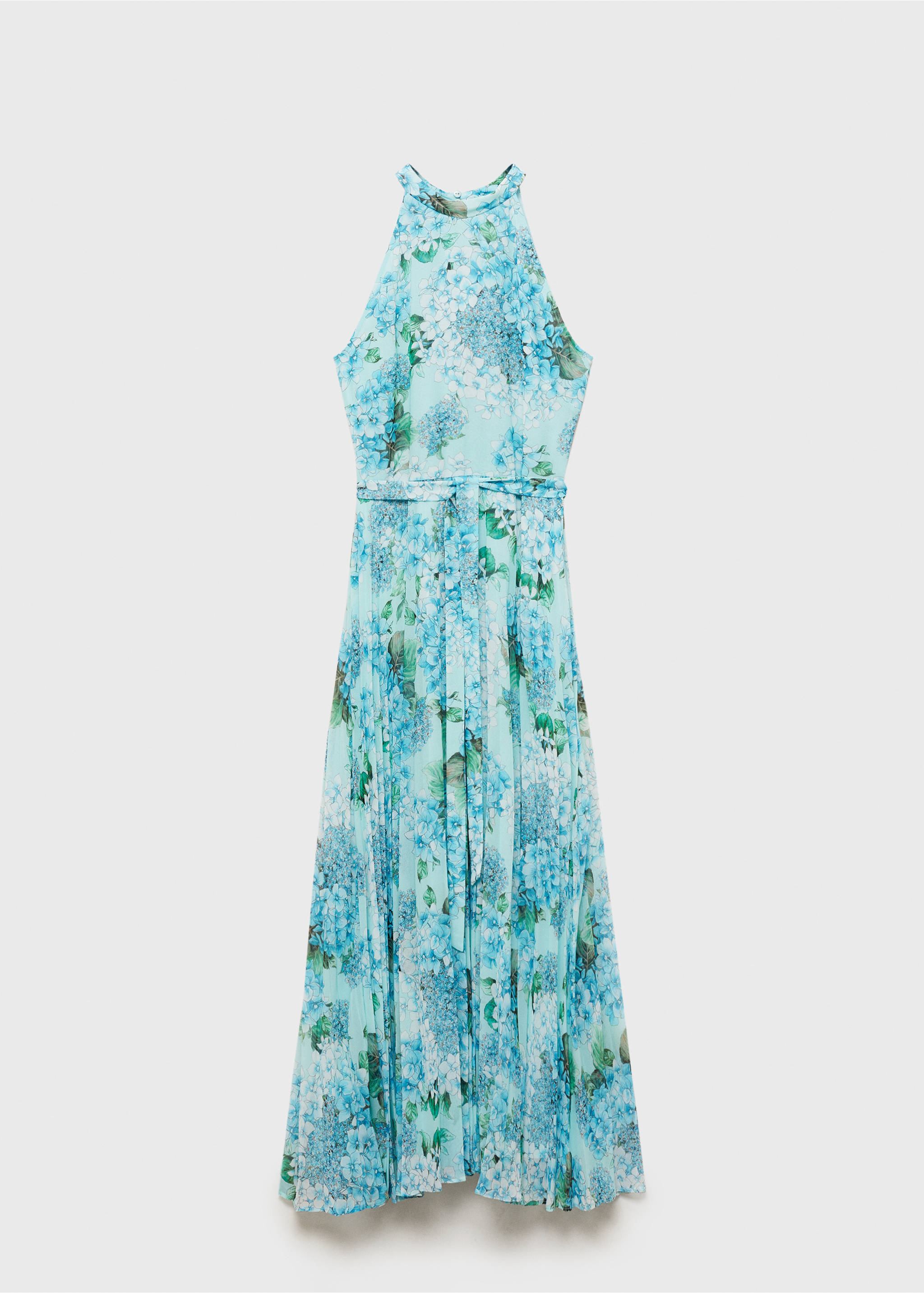 Floral-print pleated dress - Article without model, Blue. Ref: 87025756-00.