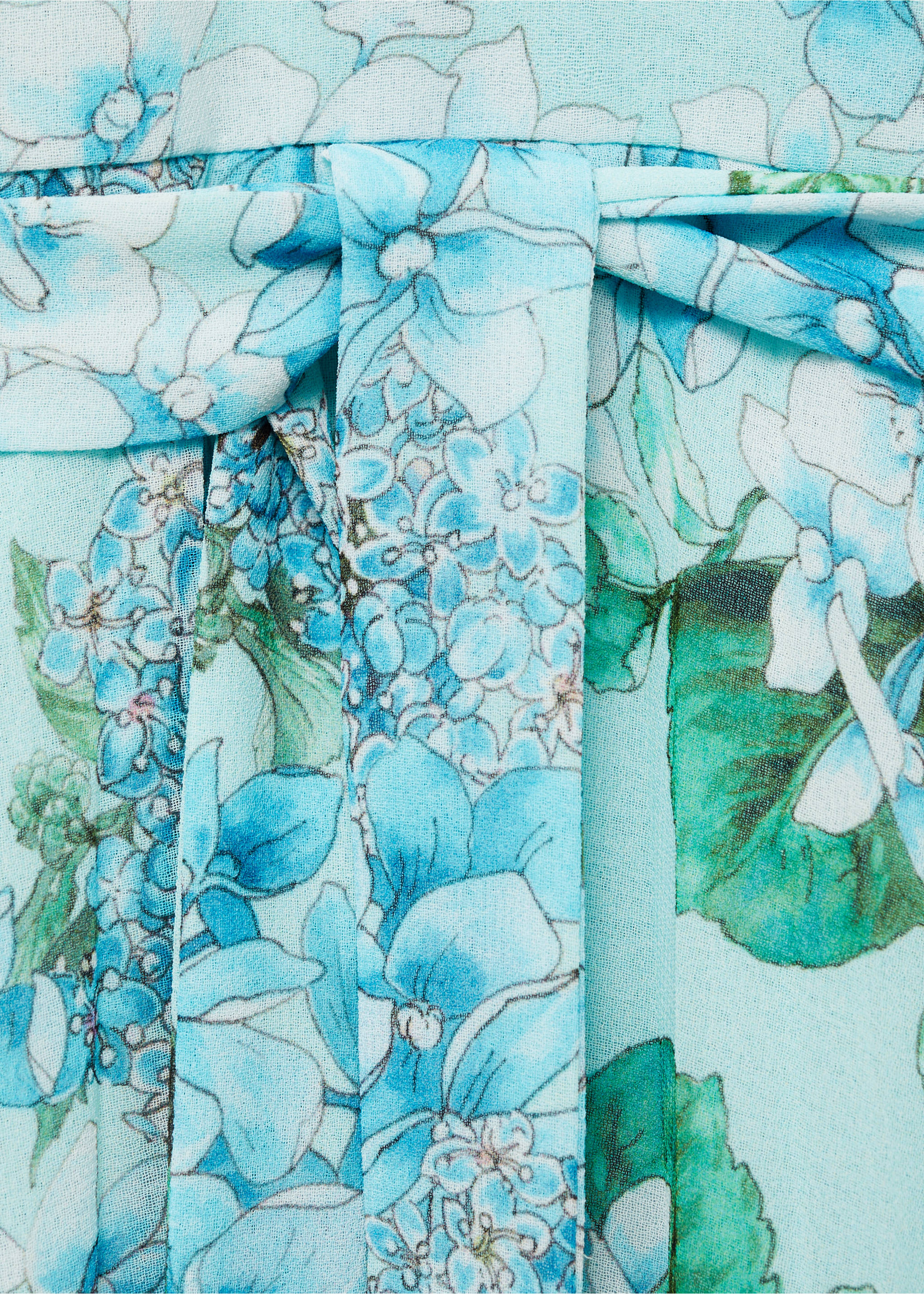 Floral-print pleated dress - Details of the article 8, Blue. Ref: 87025756-00.