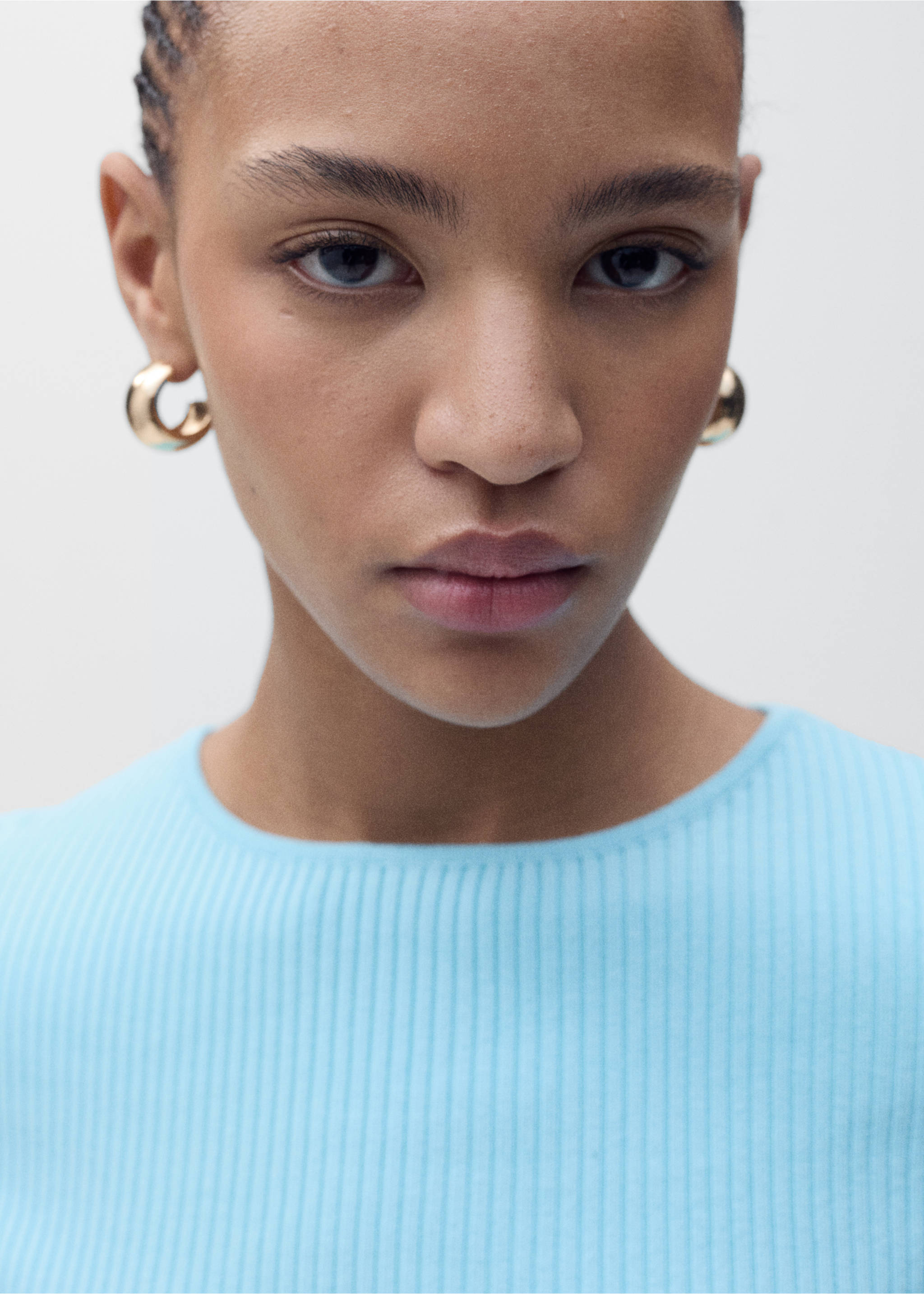 Ribbstickad tröja med slits i ryggen - Detaljer om artikeln 6, Turkos. Ref: 87025758-00.