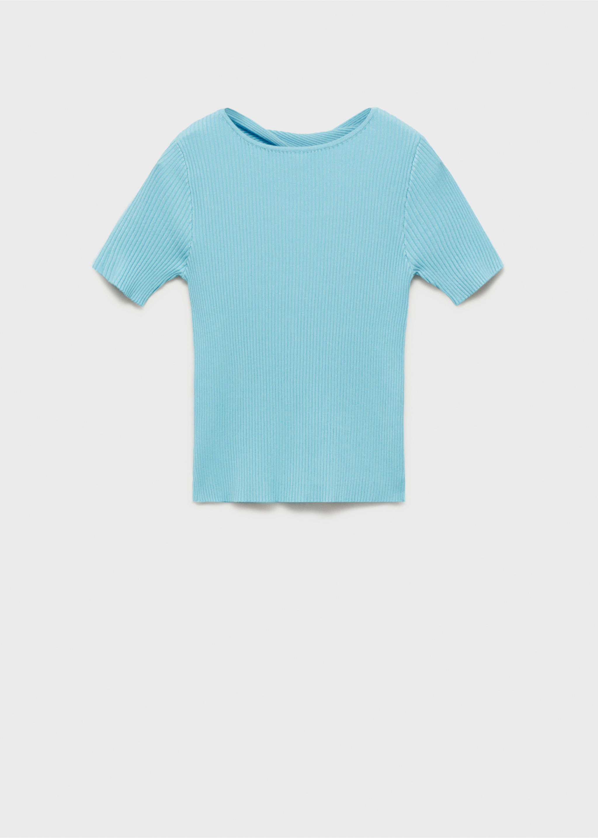 Ribbed sweater with back opening - Article without model, Turquoise. Ref: 87025758-00.
