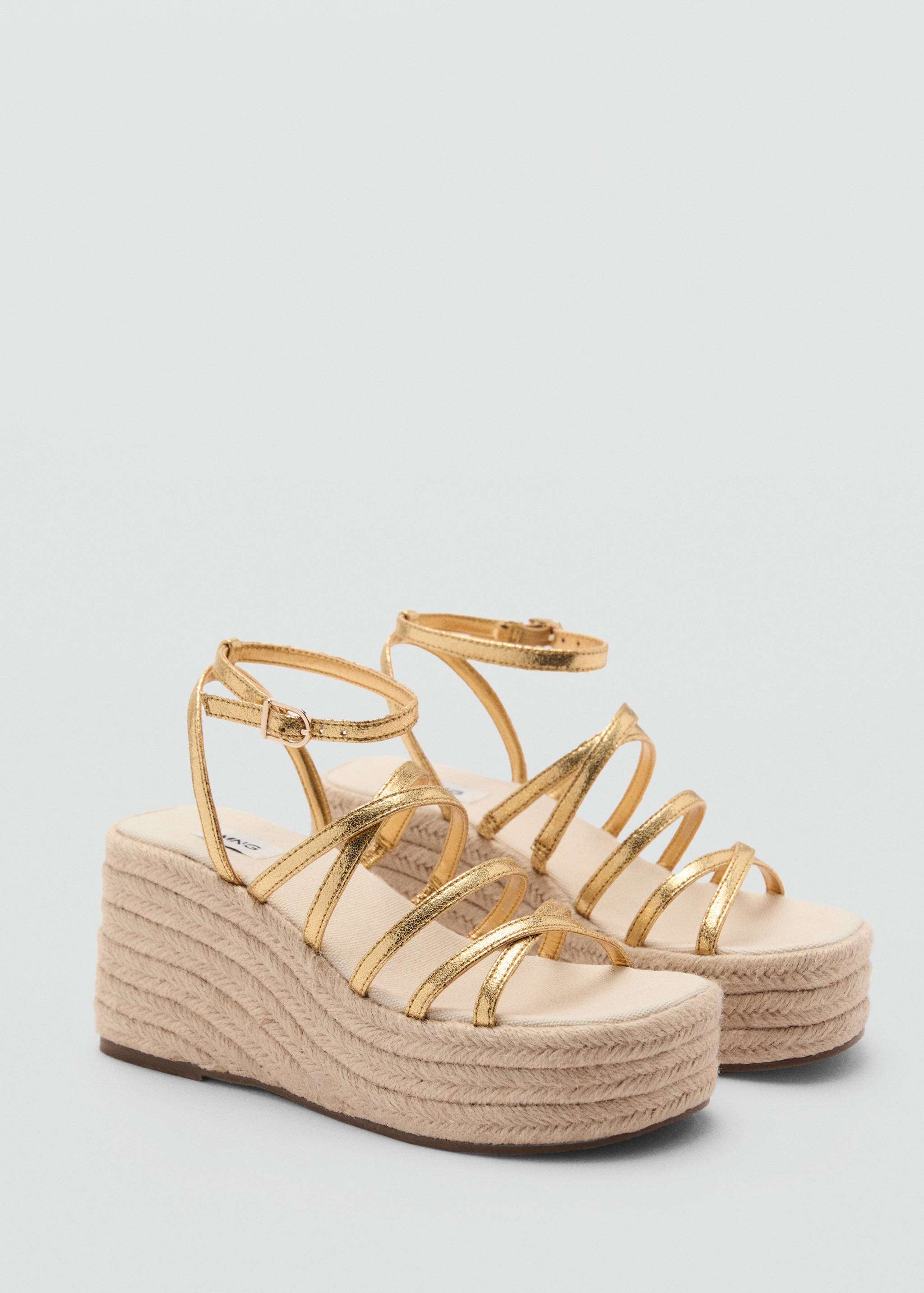 Platform sandals with metallic straps - Medium plane