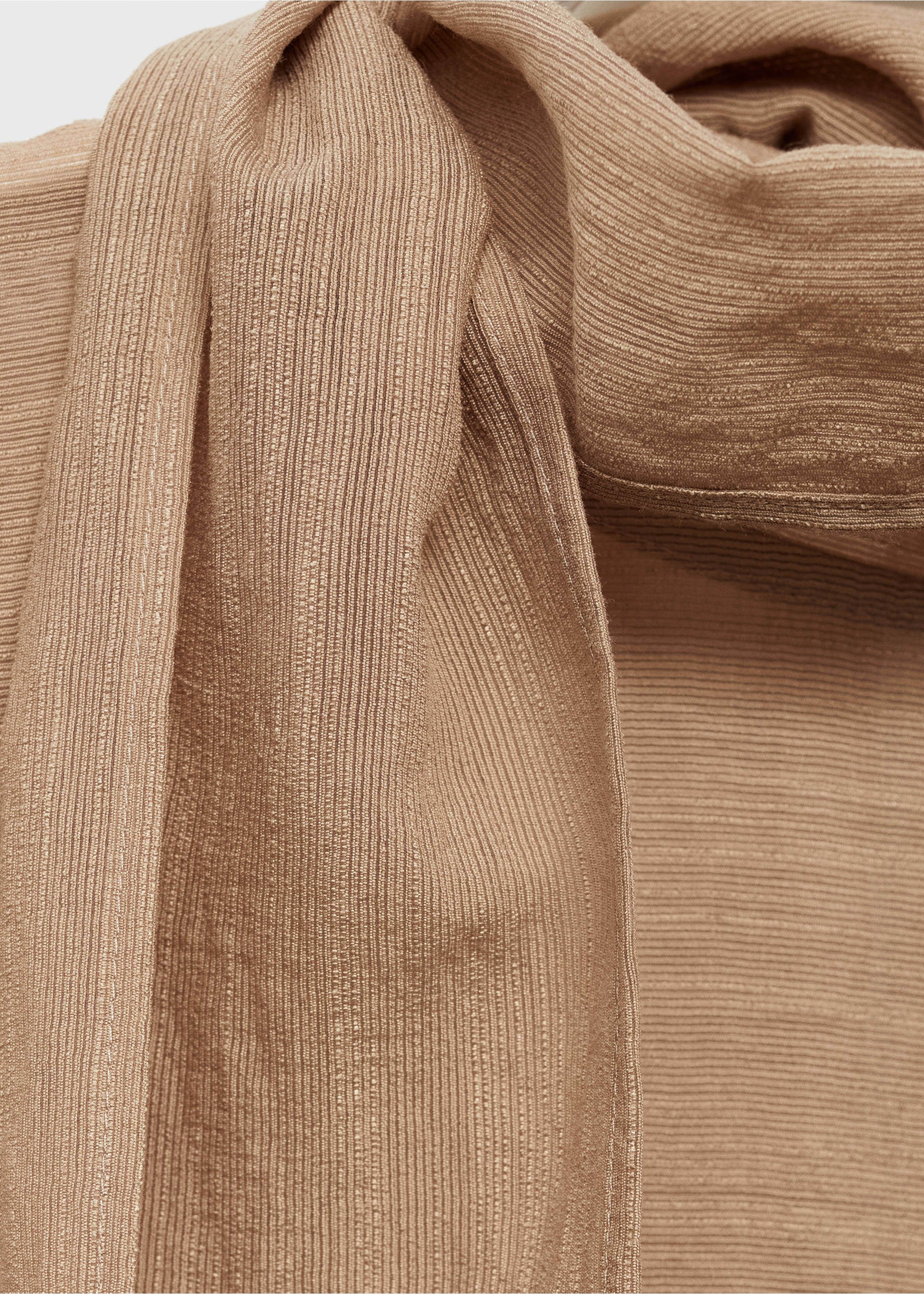 Textured blouse with bow - Details of the article 8, Brown. Ref: 87025766-00.