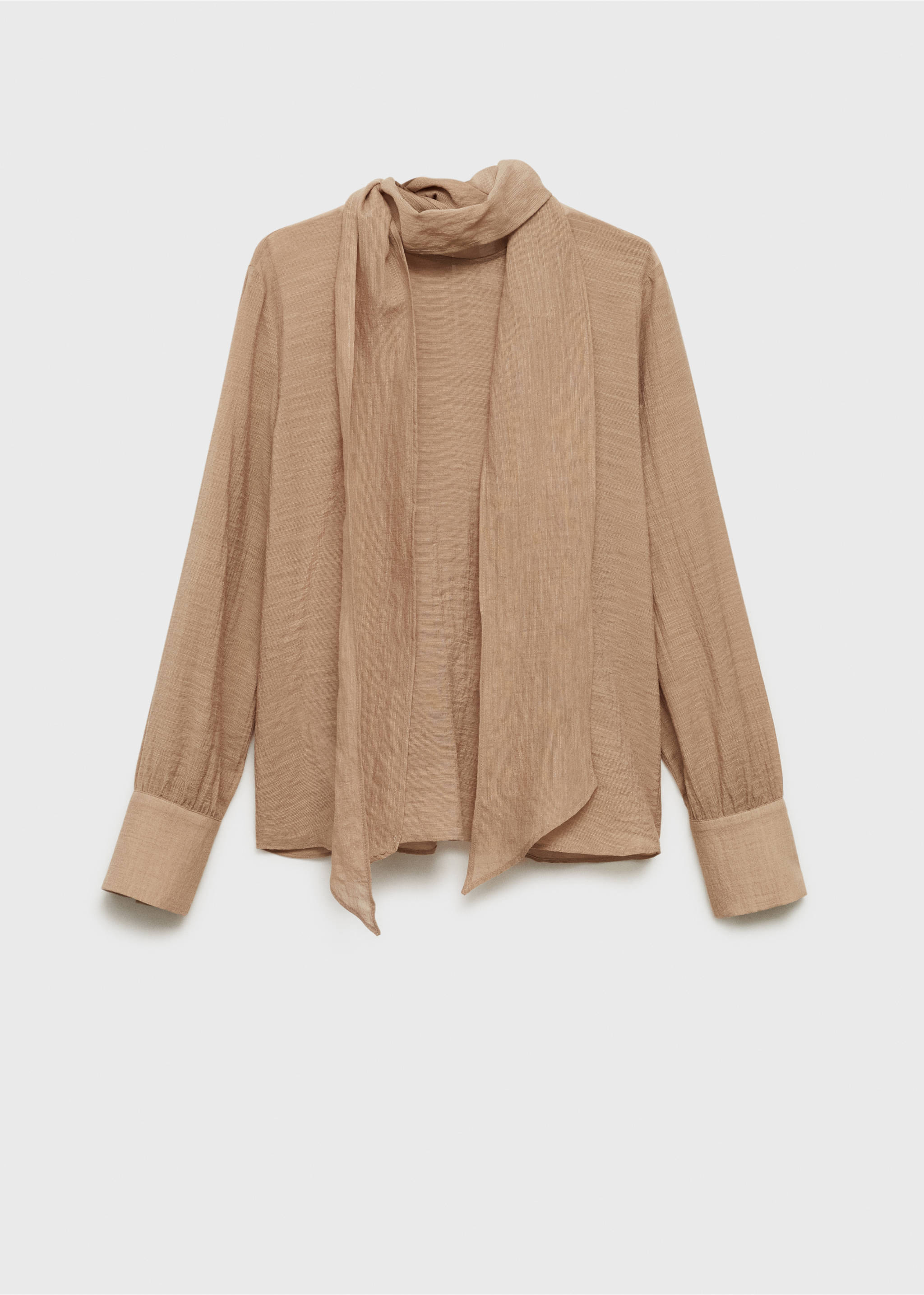 Textured blouse with bow - Article without model, Brown. Ref: 87025766-00.