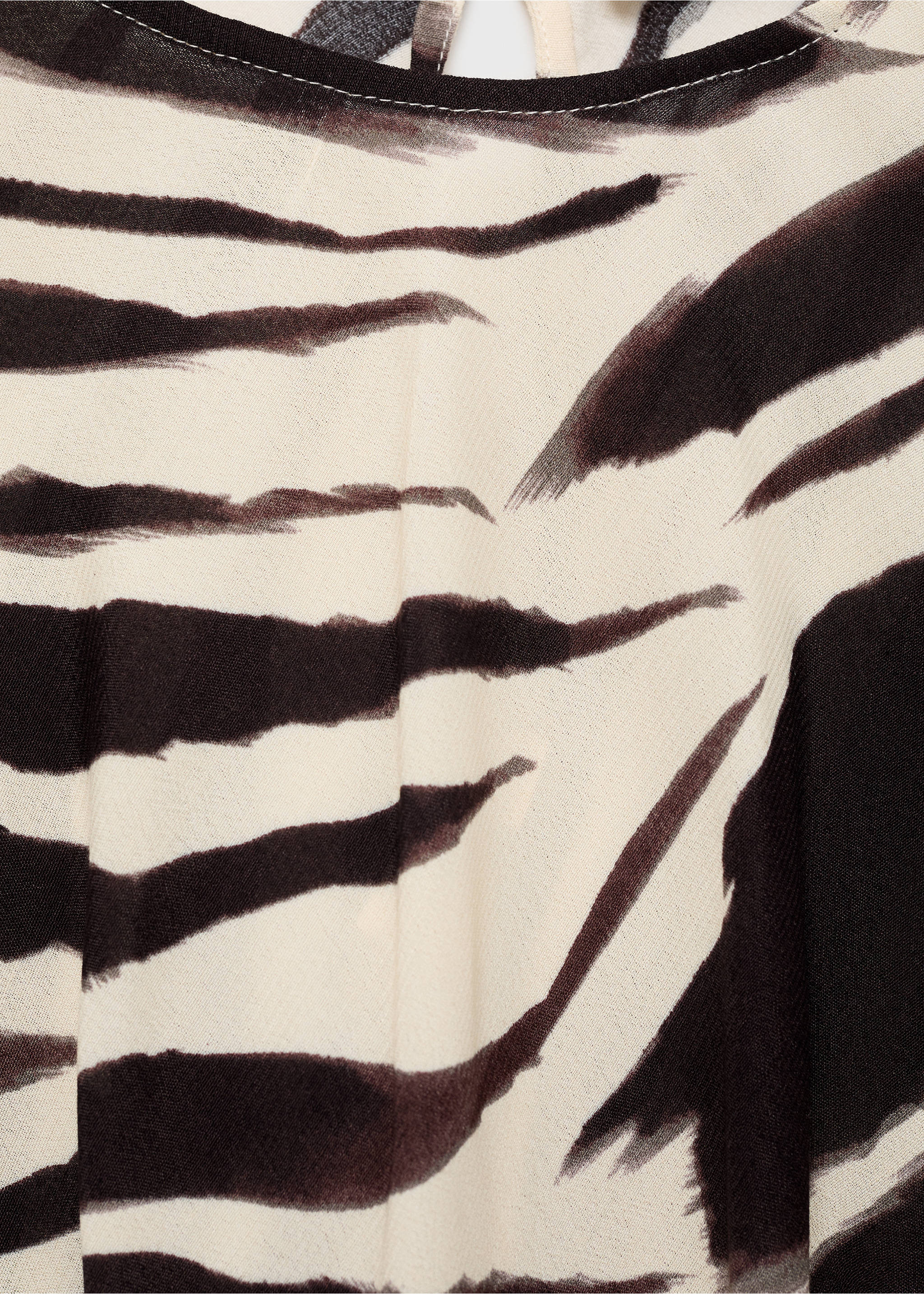 Zebra-print midi-dress - Details of the article 8, Ecru. Ref: 87025767-00.