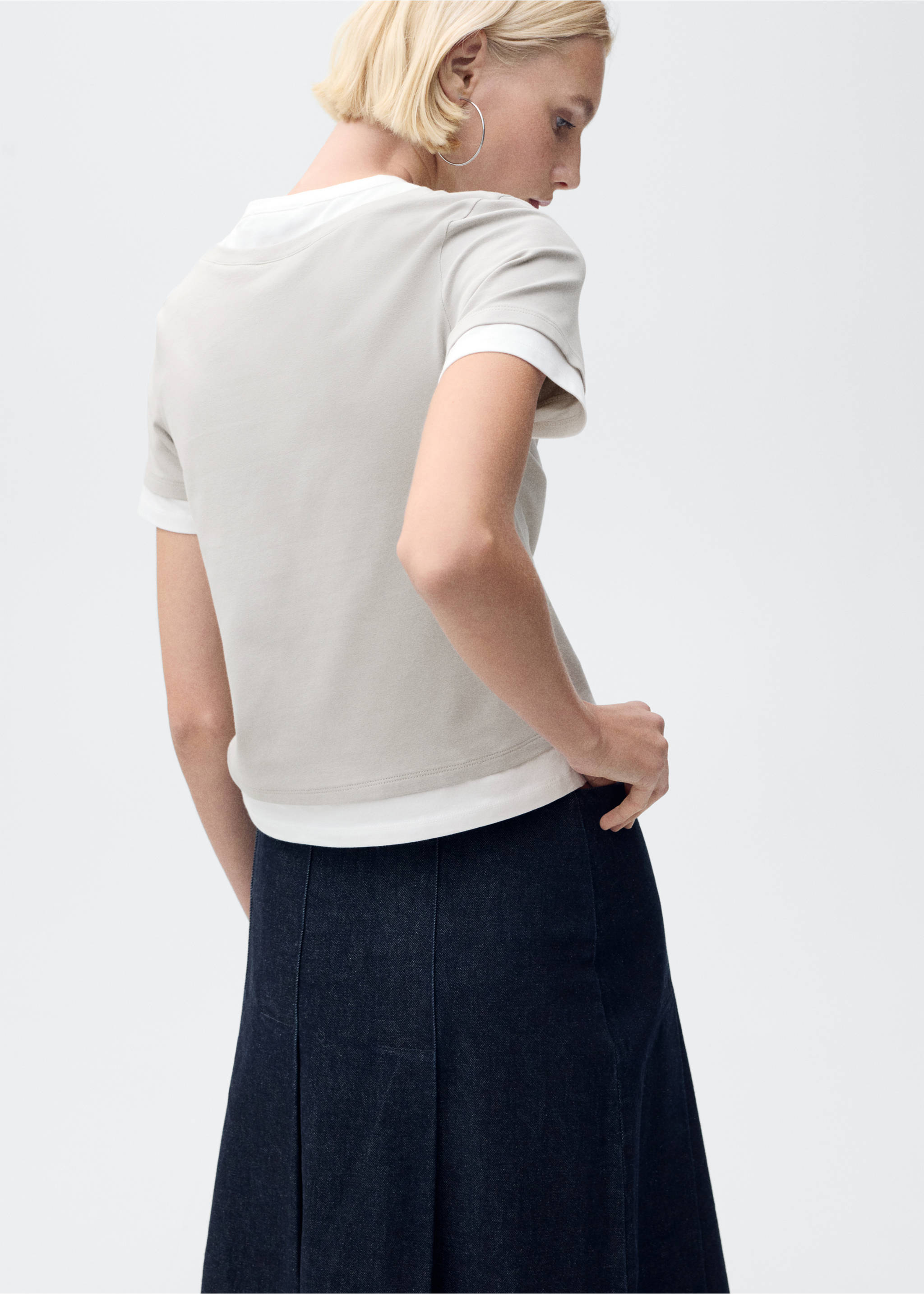 T-shirt combiné coton - Verso de l’article, Gris. Ref: 87025768-00.