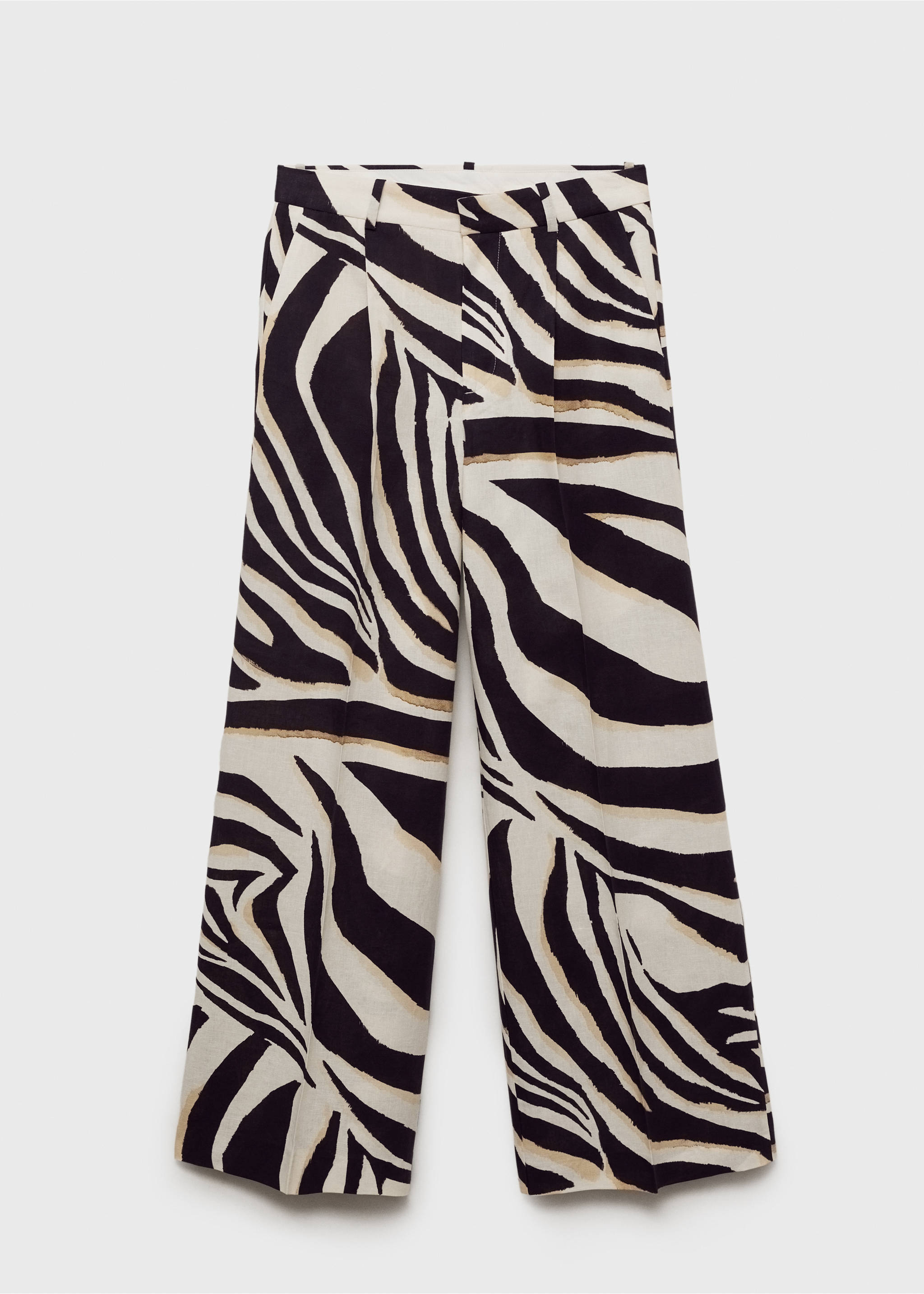 Linen wide leg zebra-print trousers - Article without model, Beige. Ref: 87025769-00.