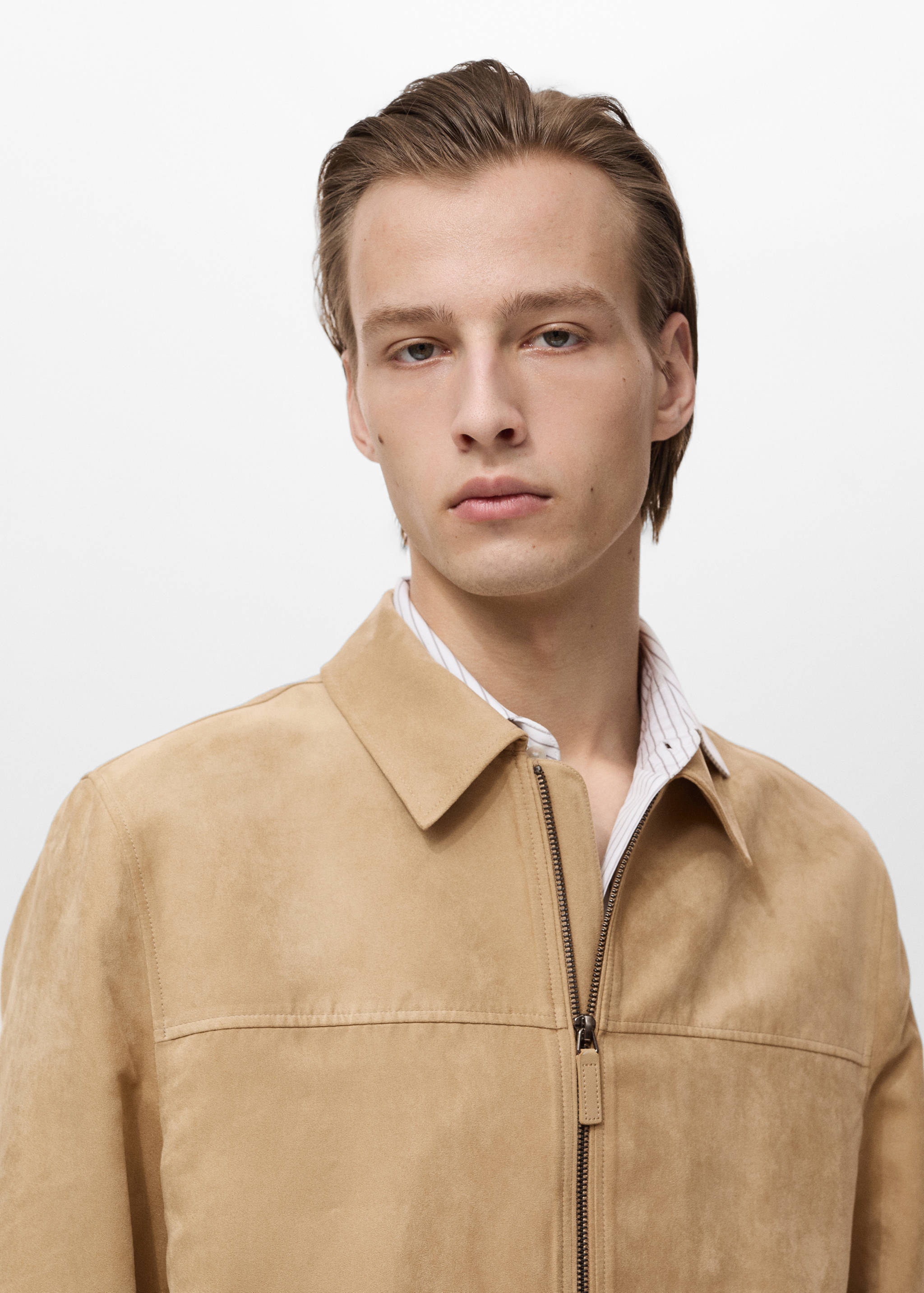 Suede-effect jacket with zip - Details of the article 1