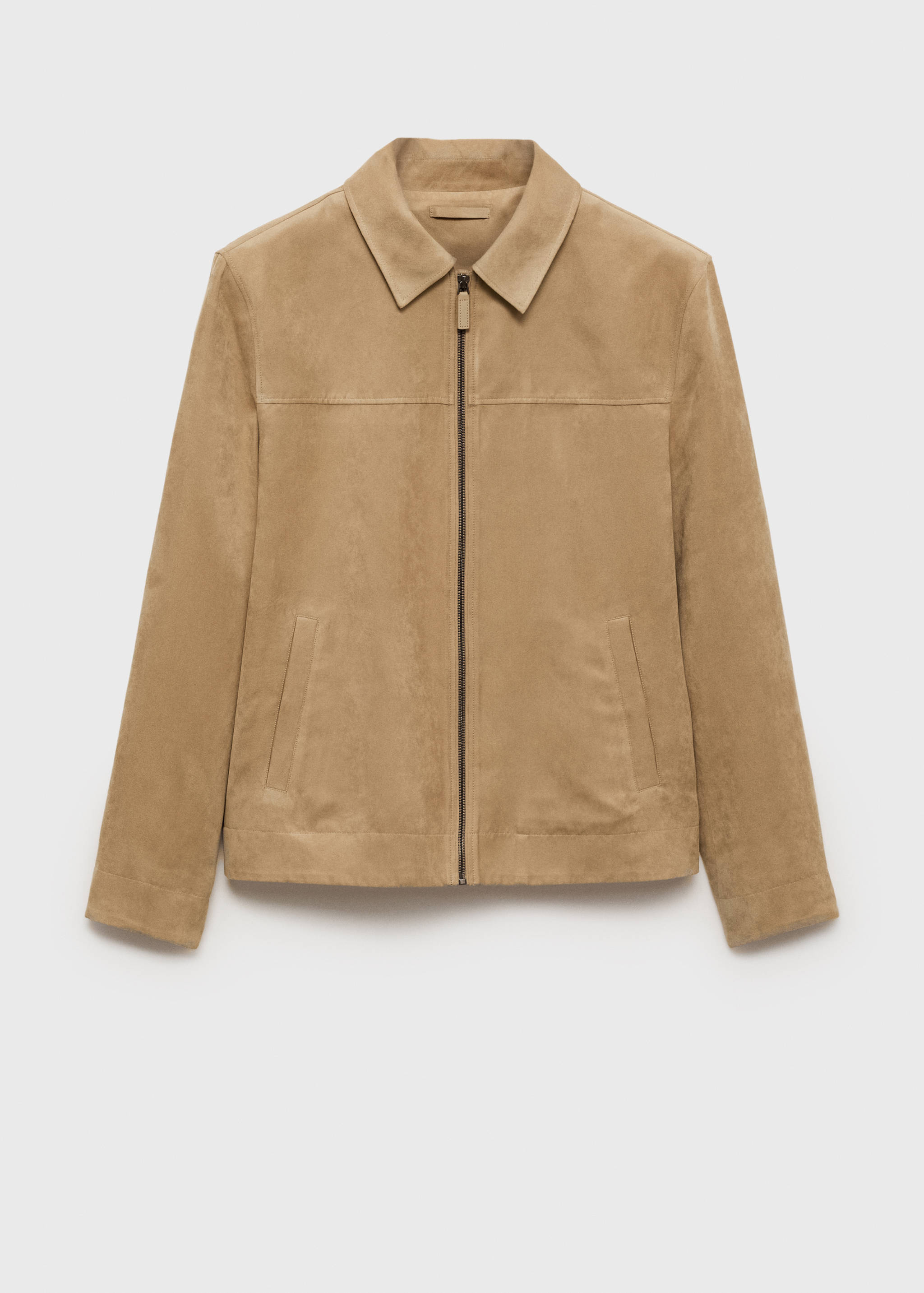 Suede-effect jacket with zip - Men | MANGO OUTLET USA