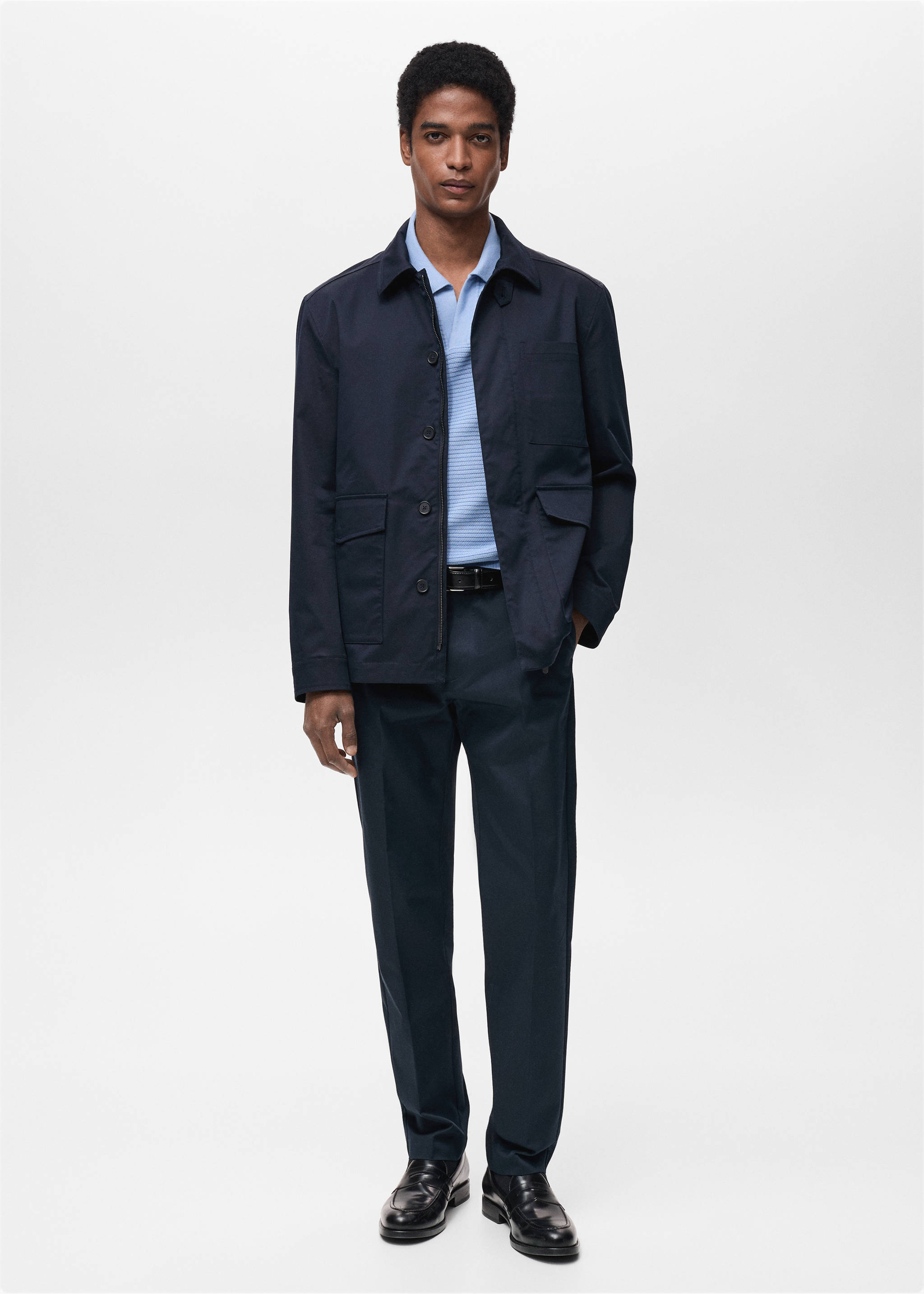 Veste coton résistante à l’eau - Plan général, Bleu nuit. Ref: 87025918-00.