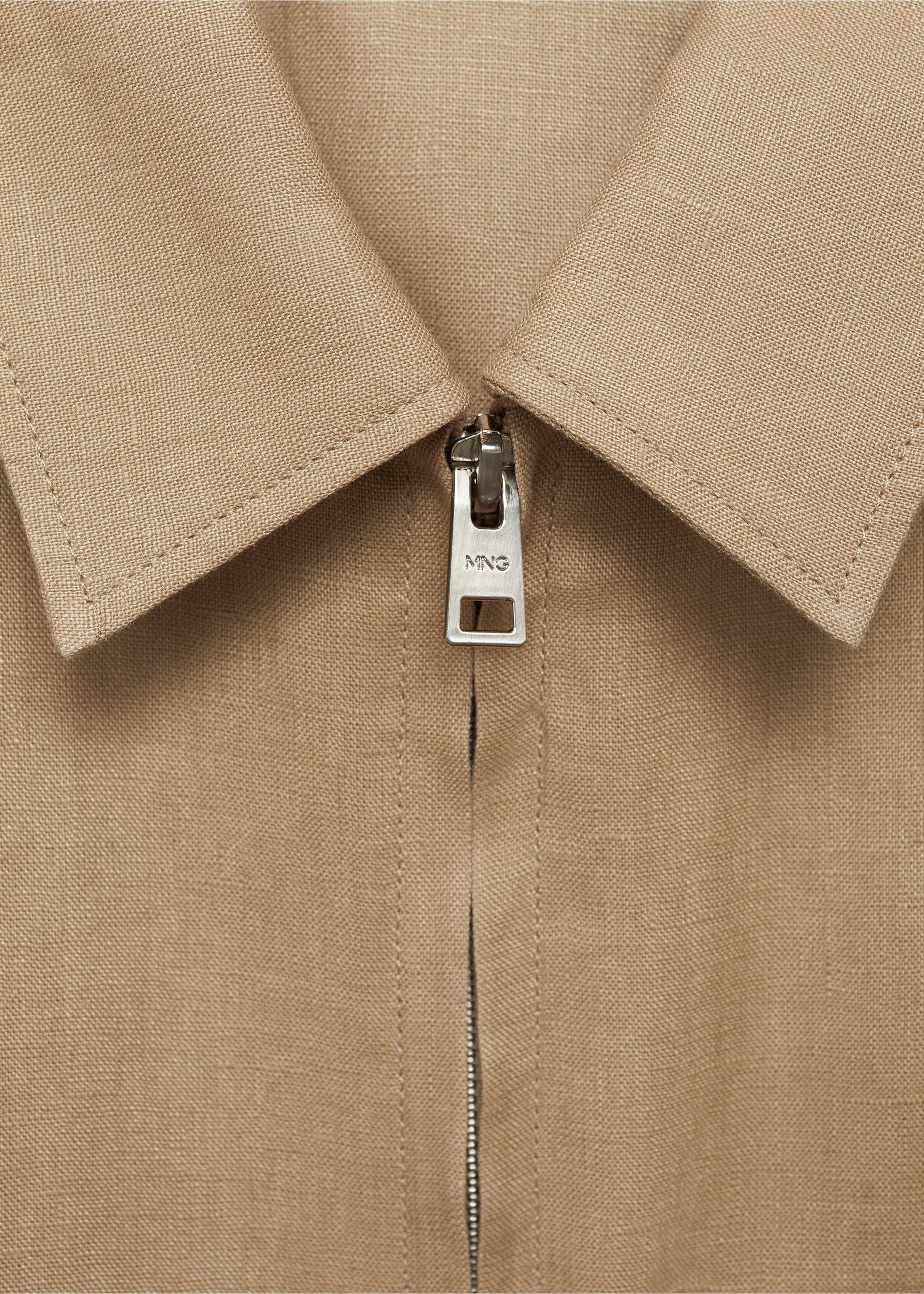 100% linen jacket with pockets - Details of the article 8, Beige. Ref: 87025919-00.